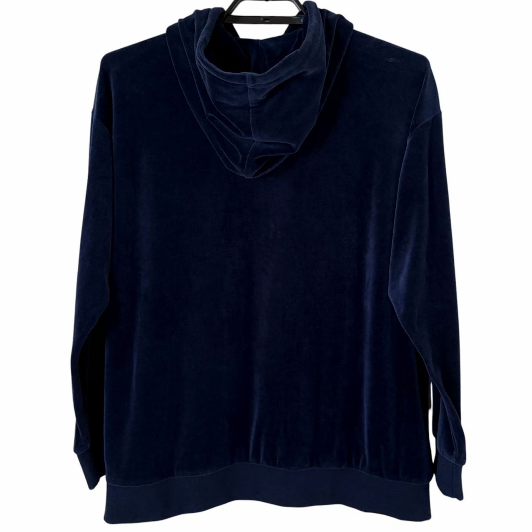 Adidas Adidas Velour Trefoil Hoodie Blue Women's 1X Hoodie Pullover Velour Logo Pockets Kangaroo Pocket Sweatshirt Activewear Casual Travel Size XL / US 12-14 / IT 48-50 - 4 Thumbnail