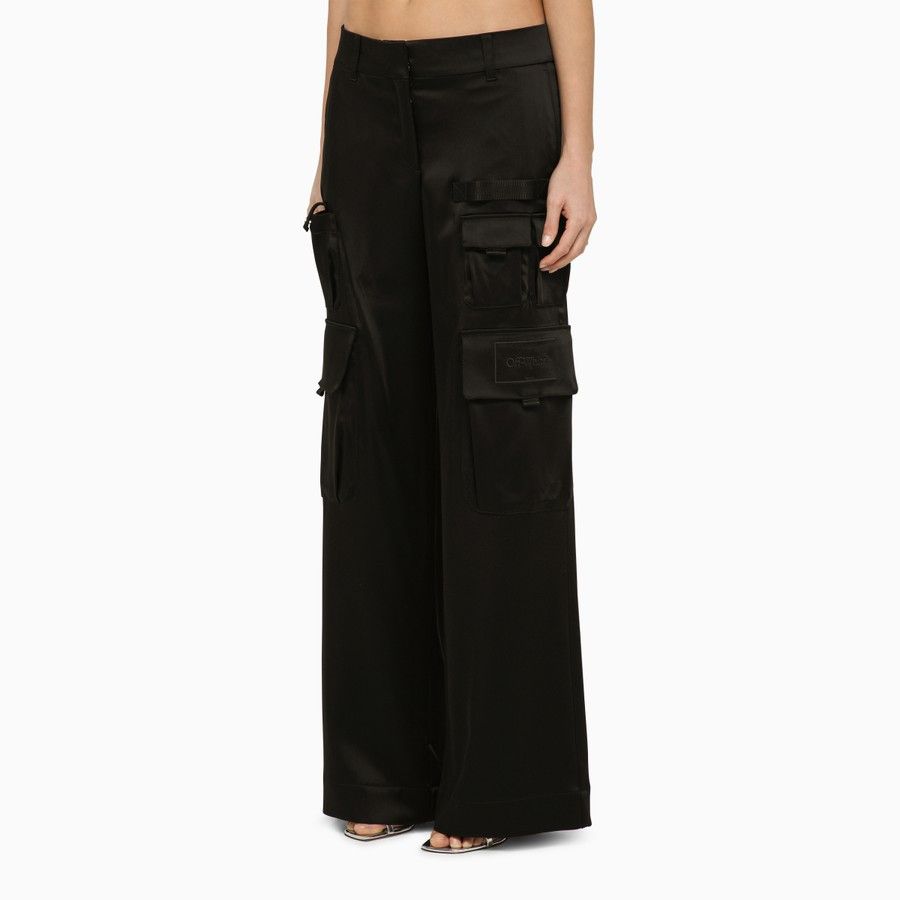 Off-White o1d2blof0924 Toybox Satin Cargo Trousers in Black Size 27" / US 4 / IT 40 - 3 Thumbnail