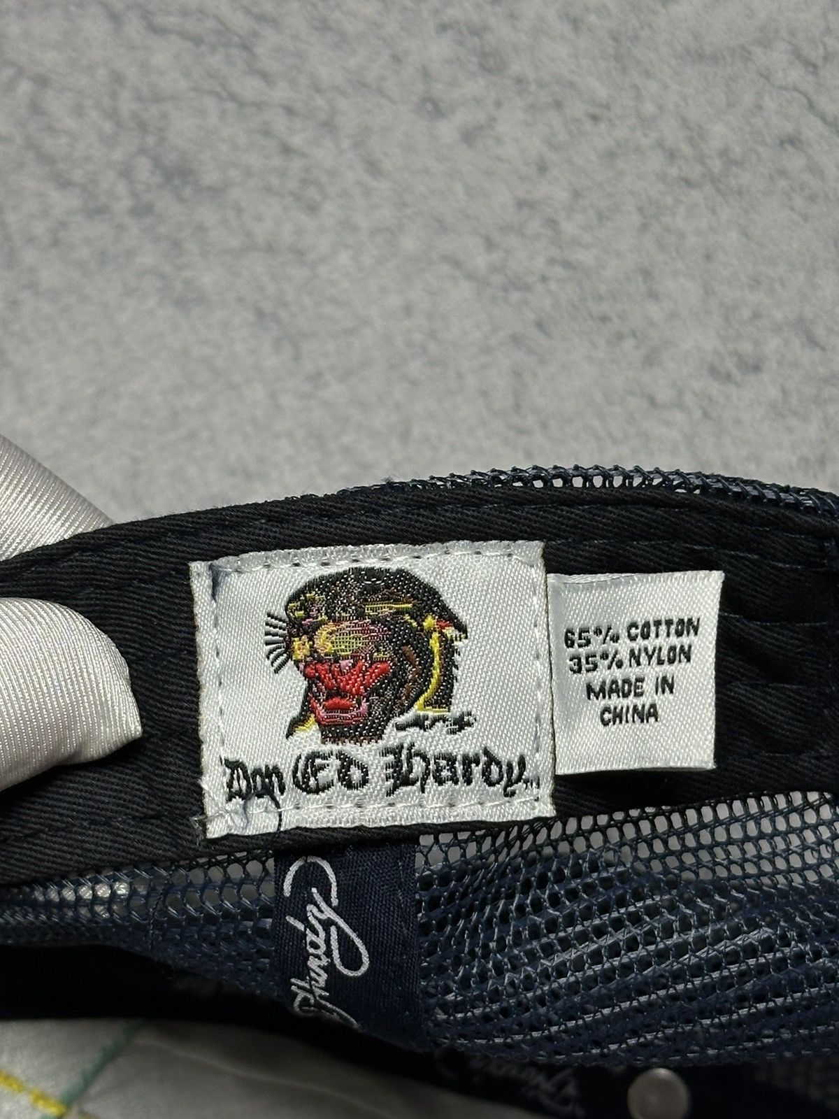 Ed Hardy Vintage Ed Hardy Tiger Logo Denim Rhinestones Trucker Cap Size ONE SIZE - 11 Thumbnail