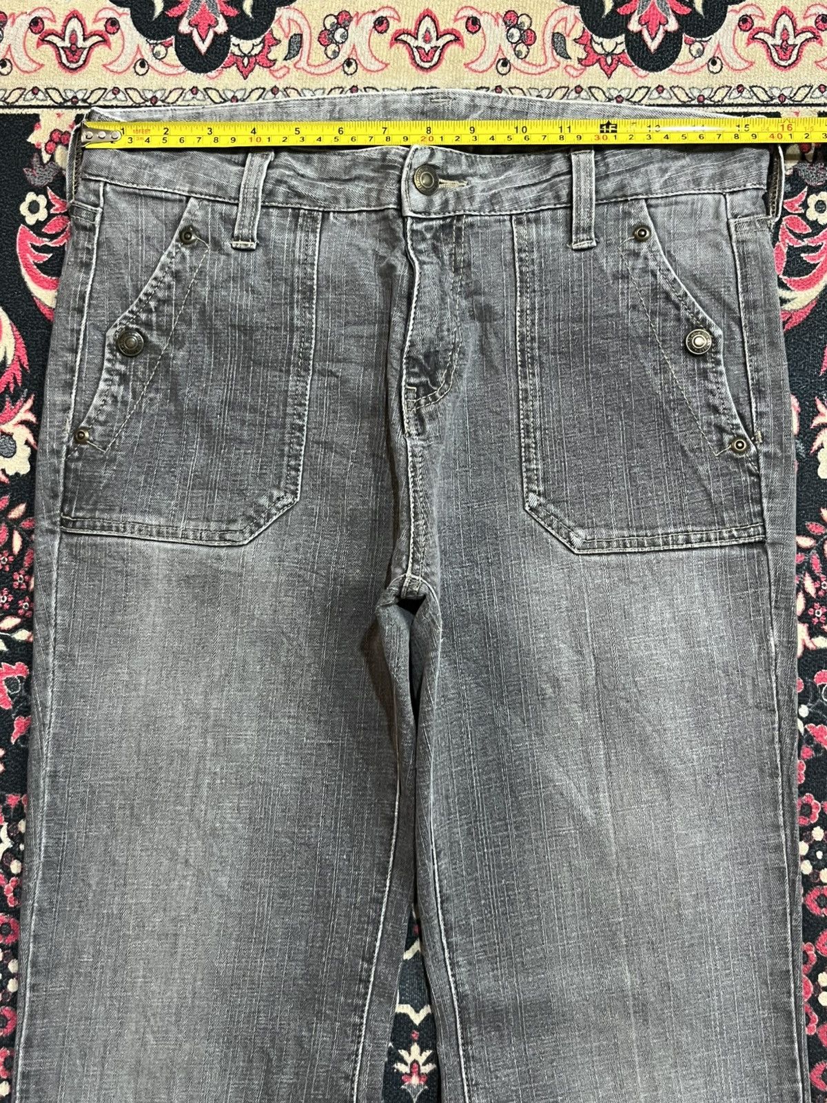 If Six Was Nine Japanese Brand Grey Washed Fatigue Style Flare Jeans Size US 30 / EU 46 - 10 Thumbnail
