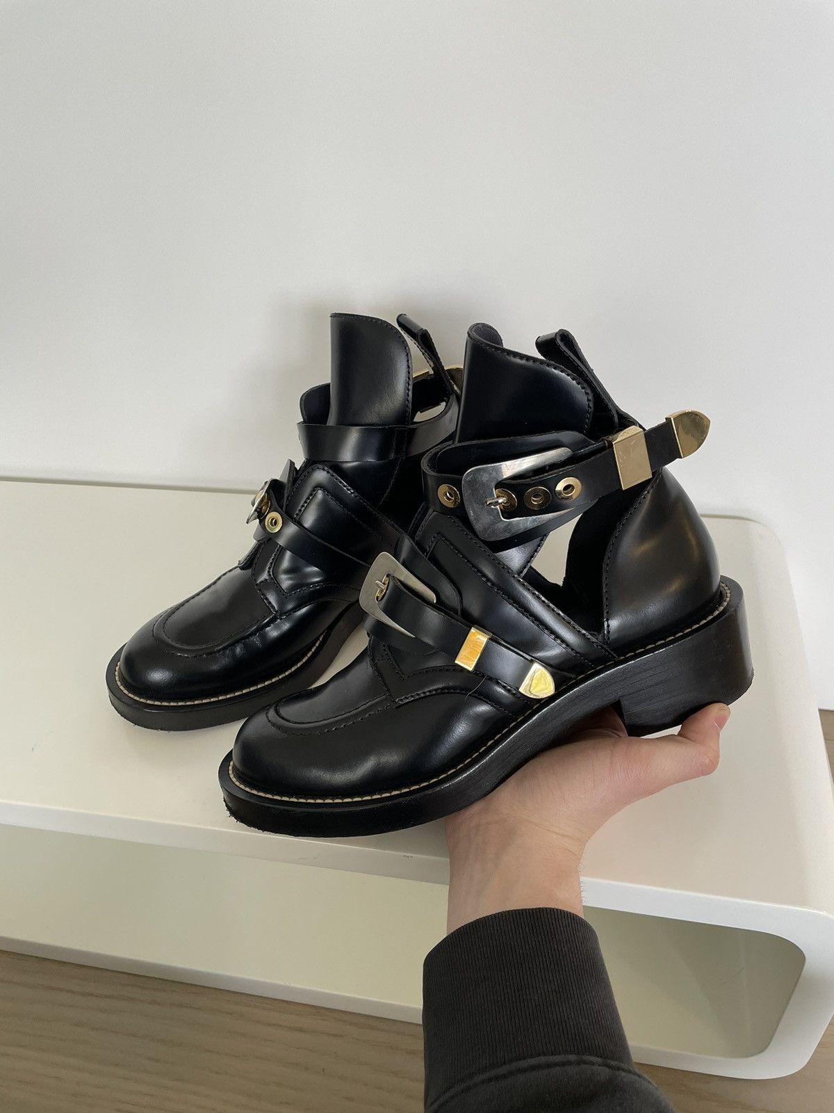 Balenciaga Balenciaga Belt Ankle Boots in Black Leather Grailed