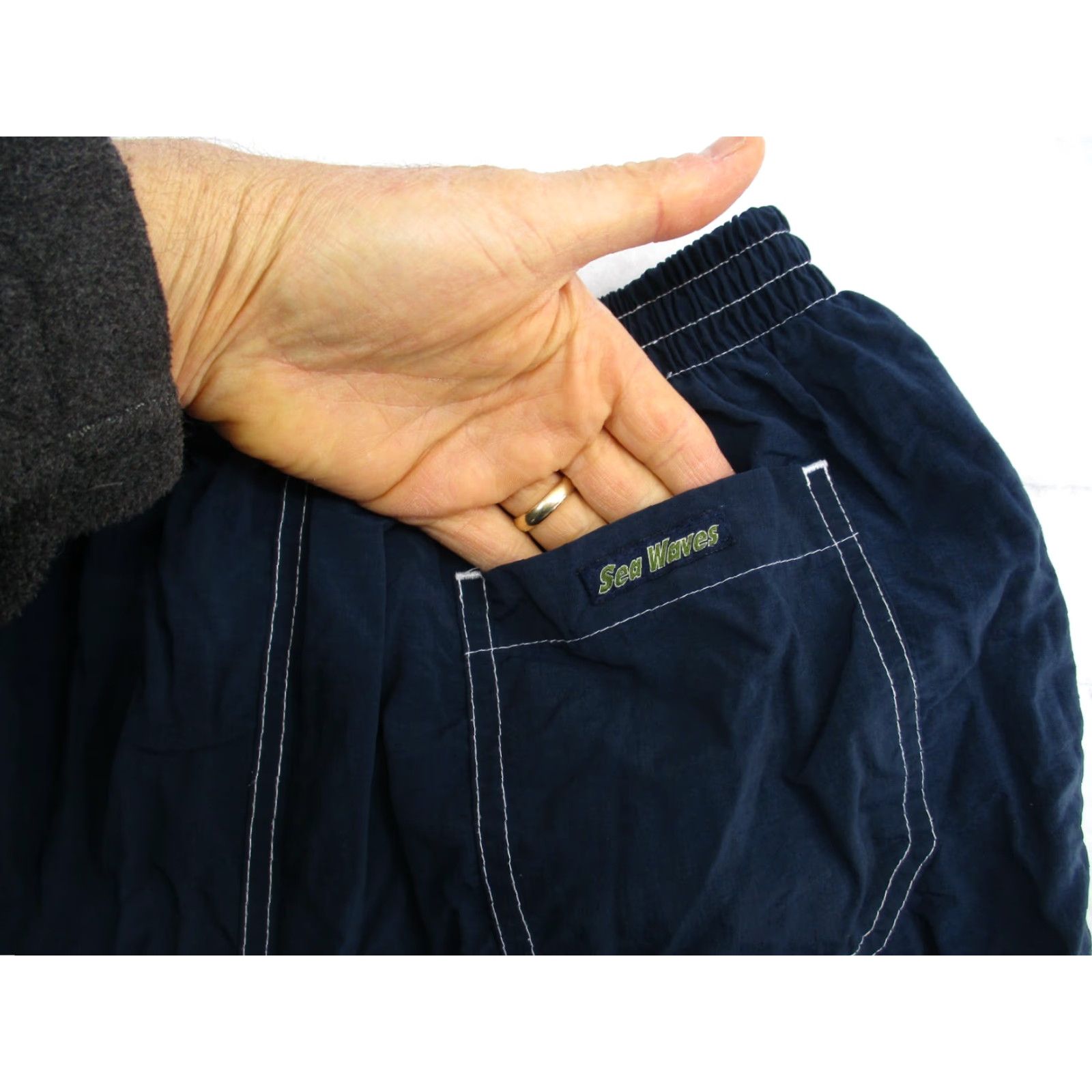 SeaVees Sea Waves Shorts Mens XL Nylon Blue Elastic Waist Pocketed Drawstring Sports Fishing Activewear Size US 28 / EU 44 - 6 Thumbnail
