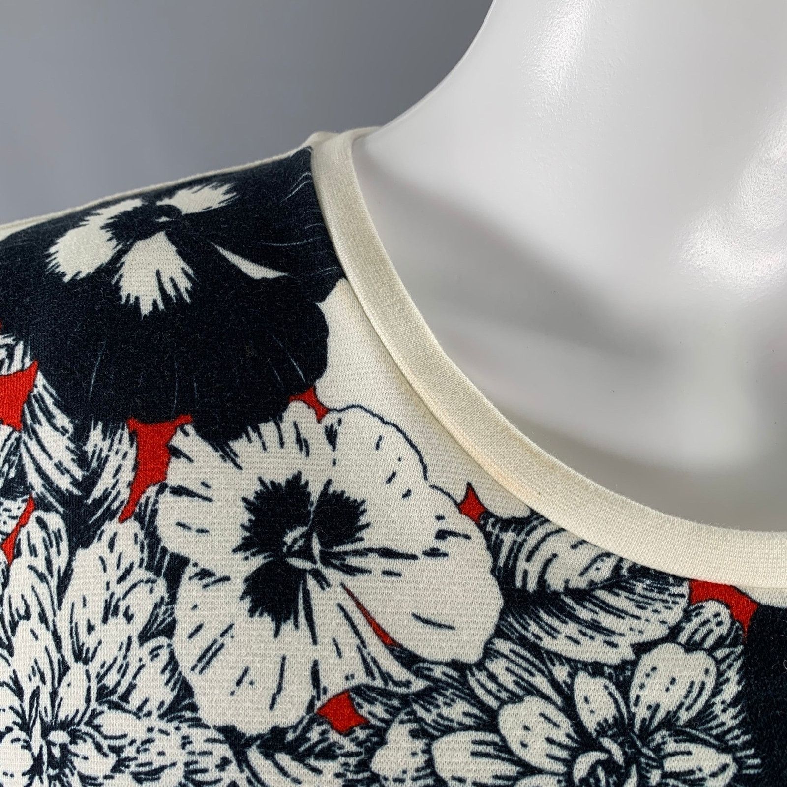 Prabal Gurung PRABAL GURUNG Size S Navy Cream Floral Sheath Cocktail Dress Size S / US 4 / IT 40 - 4 Thumbnail