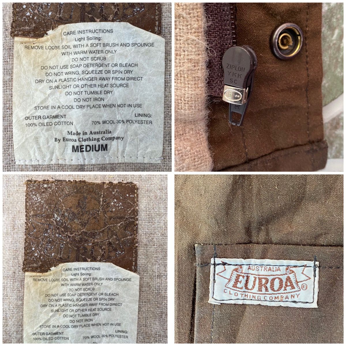 Vintage Rare EUROA Waxed Jacket Zipper Size US M / EU 48-50 / 2 - 16 Thumbnail