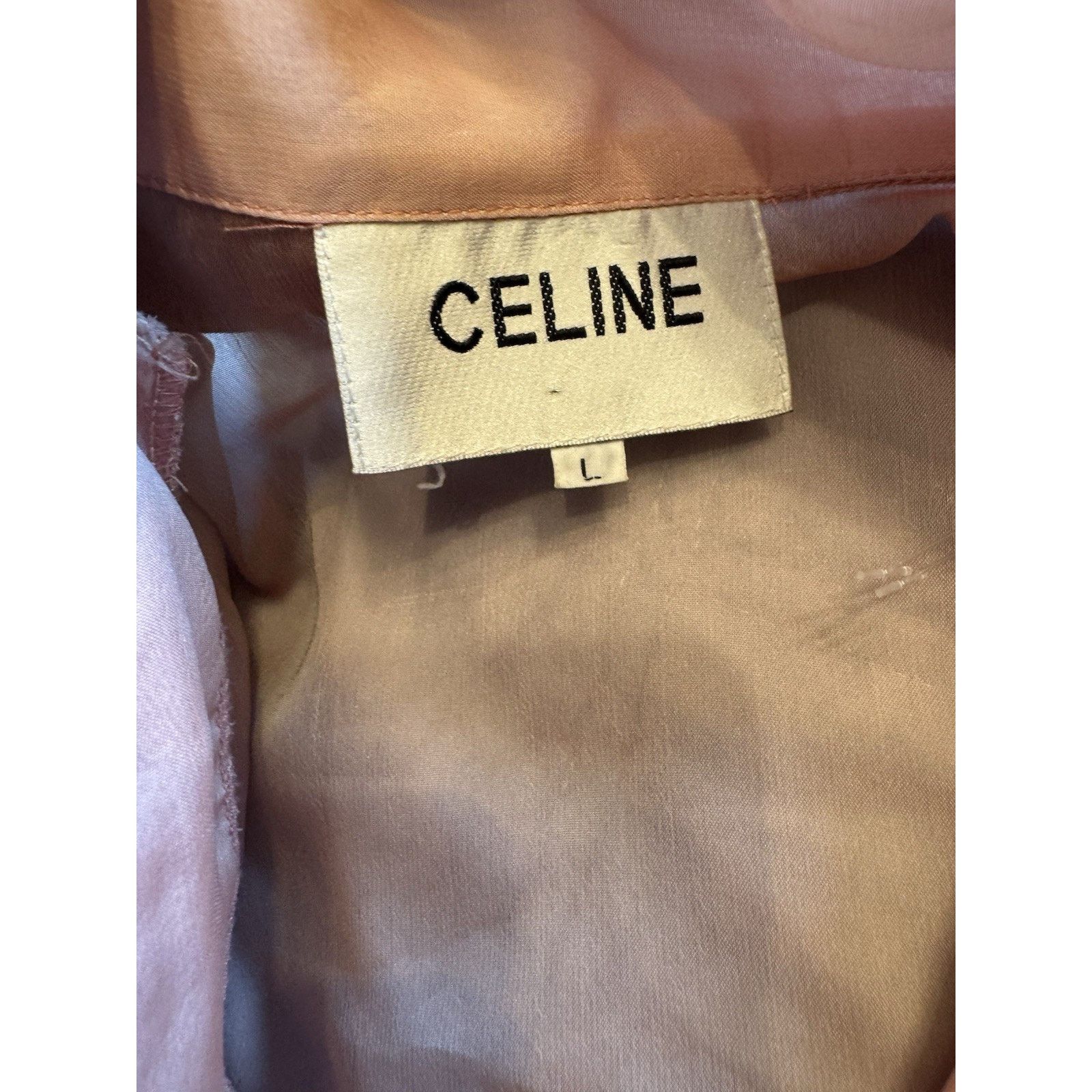 Celine CELINE Sheer Silk Blouse Pink Cropped Women’s Size L Size L / US 10 / IT 46 - 4 Thumbnail