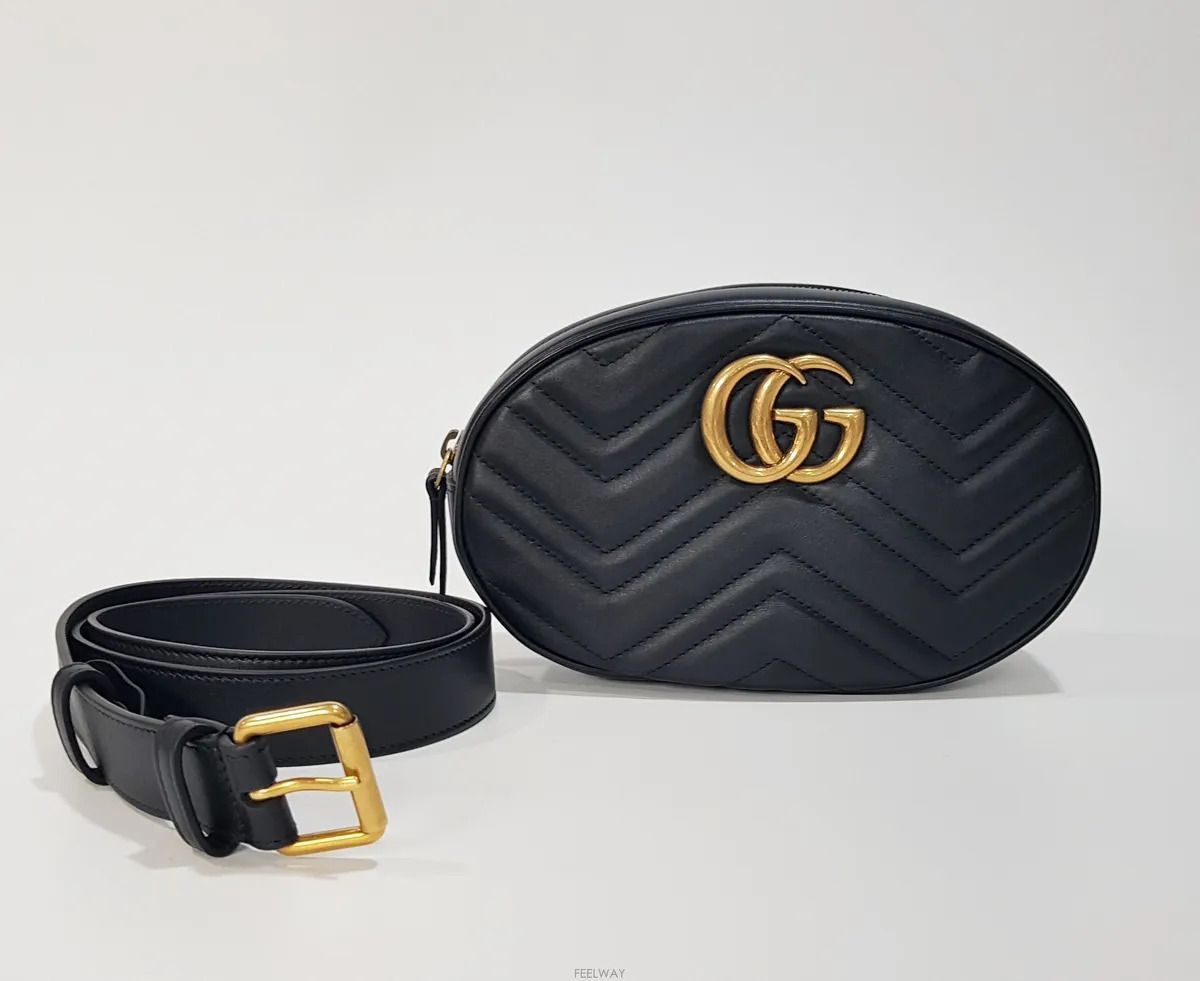 Matelassé Belt Bag in Black, Women's