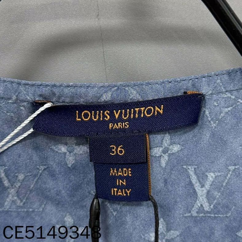 Louis Vuitton LV Blue Sleeveless All Over Print Silk Dress 36 Size XS / US 0-2 / IT 36-38 - 5 Thumbnail