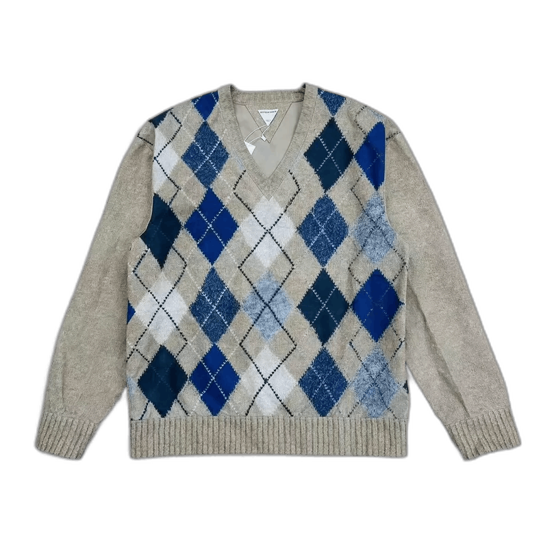 Bottega Veneta Bottega Veneta Argyle Sweater in Beige and Blue Size US M / EU 48-50 / 2 - 1 Thumbnail