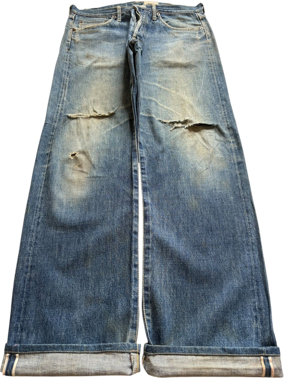 Japanese Brand Vintage Japanese Brand Selvedge Mud Wash Distress Baggy Jean Size US 32 / EU 48 - 1 Thumbnail