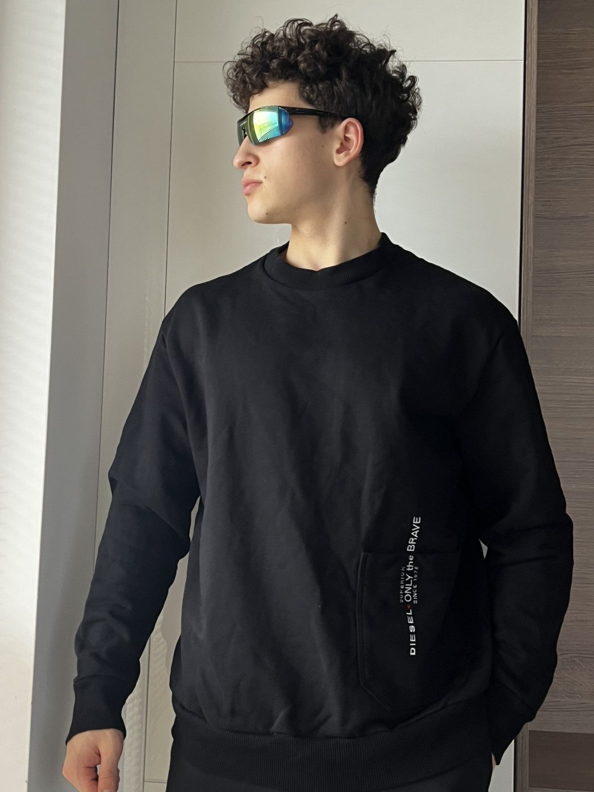 Designer × Diesel ‼️Archival Diesel Knit Logo Pocket “Only The Brave”Sweatshirt Size US XL / EU 56 / 4 - 10 Thumbnail