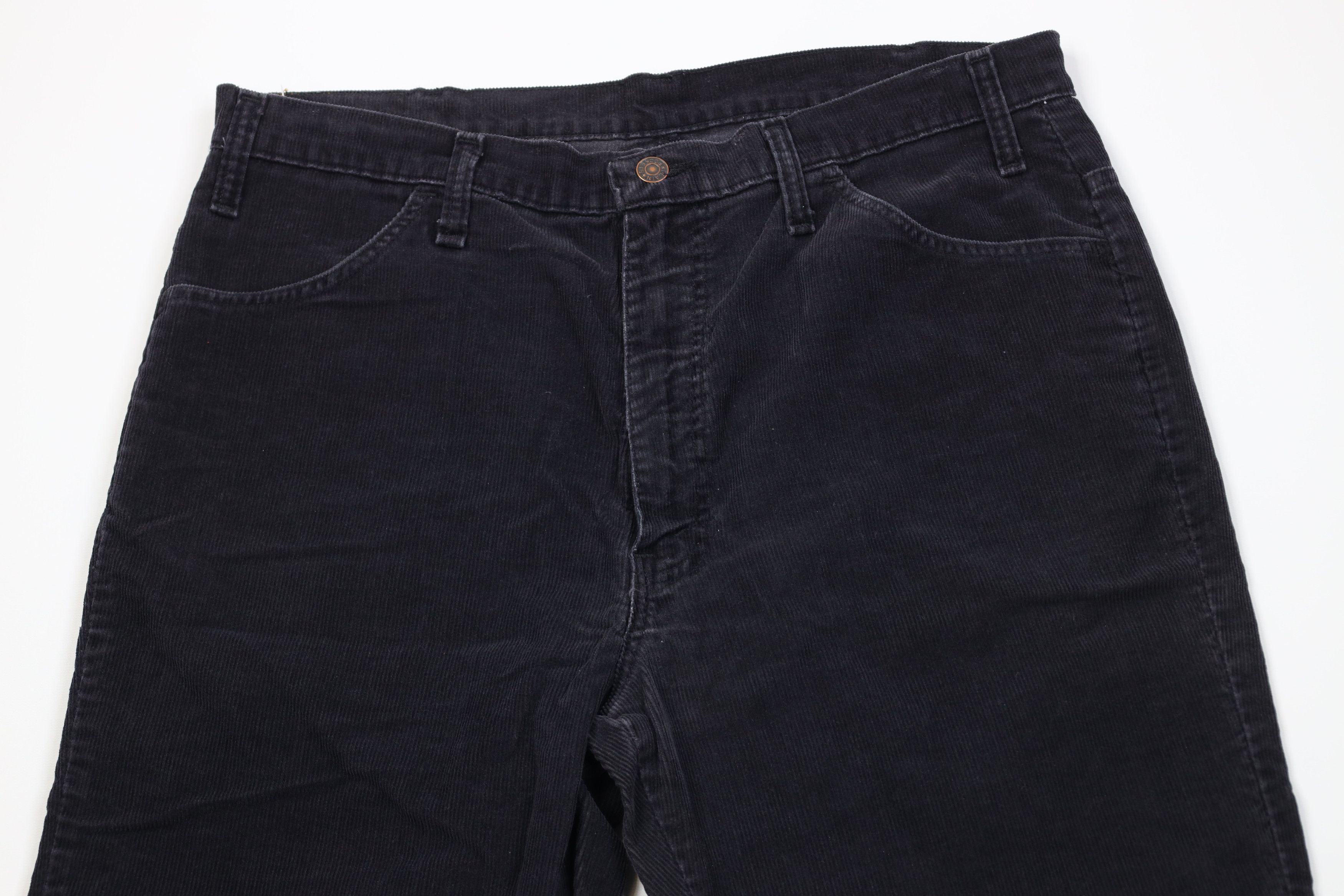 Vintage Vintage 70s Streetwear Wide Leg Corduroy Pants Dark Blue USA Size US 38 / EU 54 - 2 Thumbnail