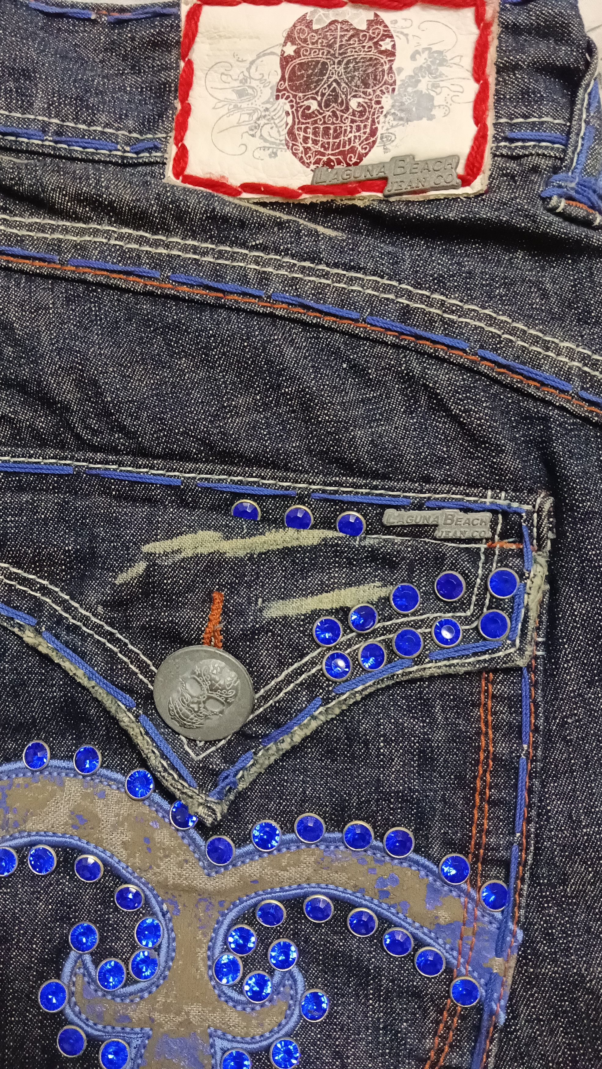Denim & Co. Laguna Beach Embellished Skull Flare Denim Size US 32 / EU 48 - 8 Thumbnail