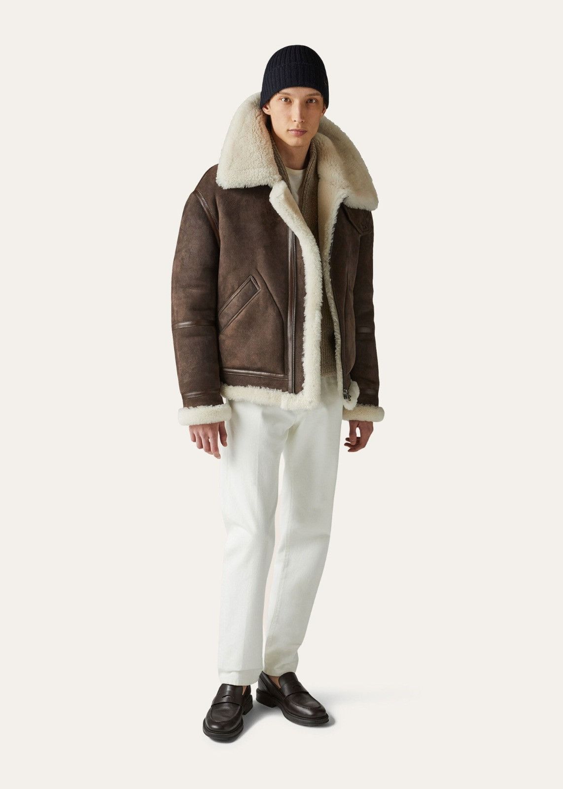 Loro Piana o1srvl11e1224 Monterosa Shearling Bomber Jacket in Brown Size US XL / EU 56 / 4 - 4 Thumbnail