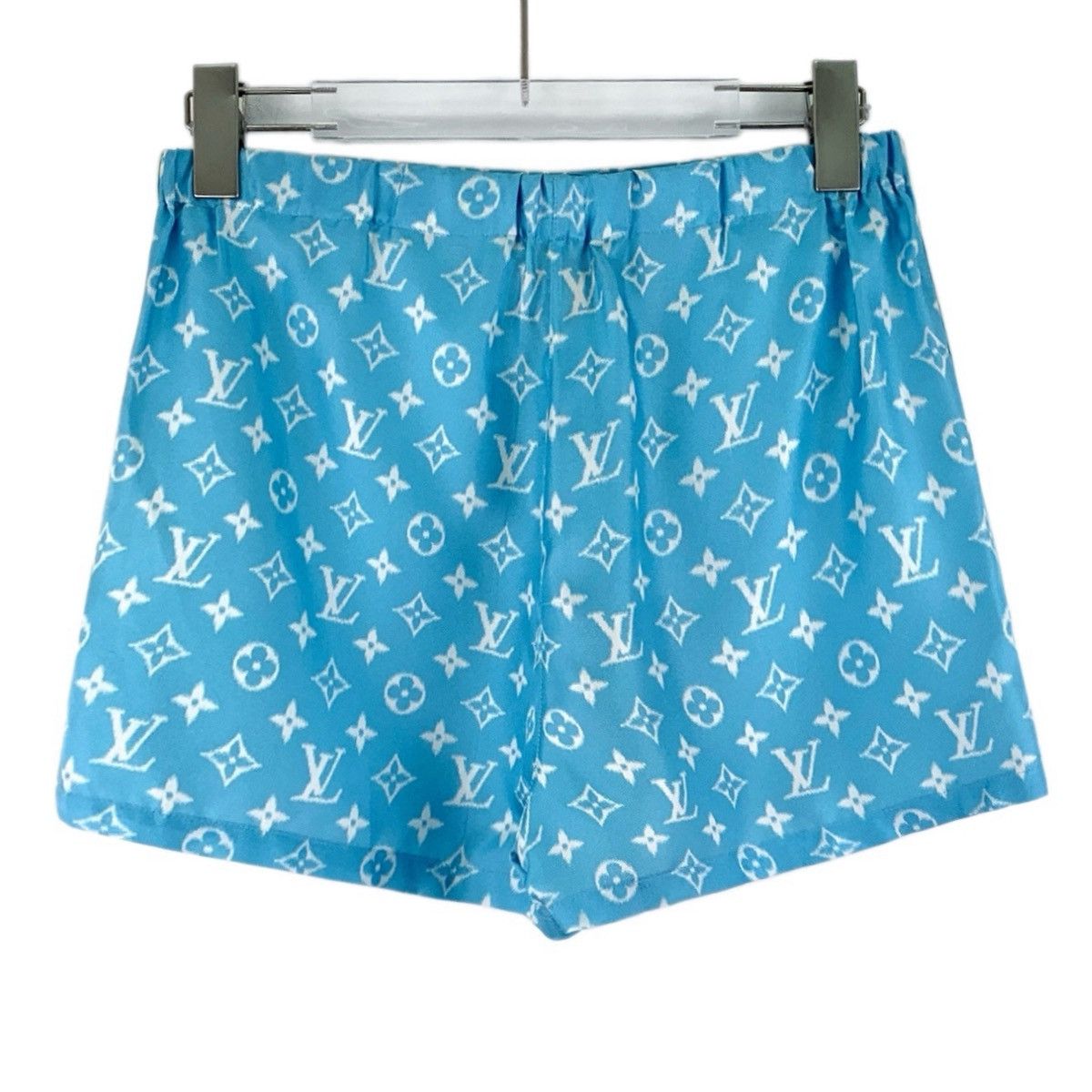 Louis Vuitton Louis Vuitton Blue All-over Print Silk Casual Shorts K26WX Size 25" / US 0 / IT 36 - 2 Thumbnail