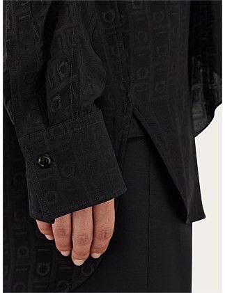 Salvatore Ferragamo o1s1rm0426 Sash Collar Viscose Blouse in Black Size XS / US 0-2 / IT 36-38 - 7 Thumbnail
