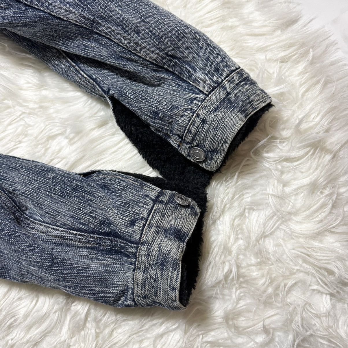 Balenciaga Balenciaga Boa Fur-Lined Marbled Denim Bomber Jacket, Size US S / EU 44-46 / 1 - 17 Thumbnail
