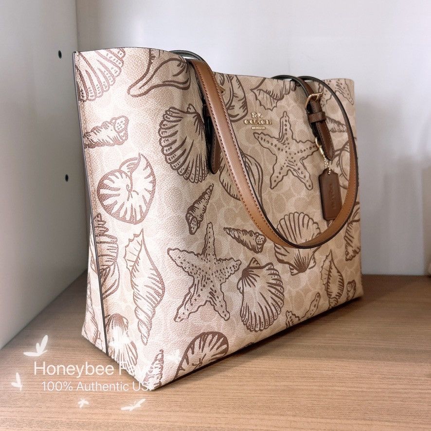 Coach Mollie Tote Bag In Signature Canvas With Shell Print CBH64 Size ONE SIZE - 3 Thumbnail