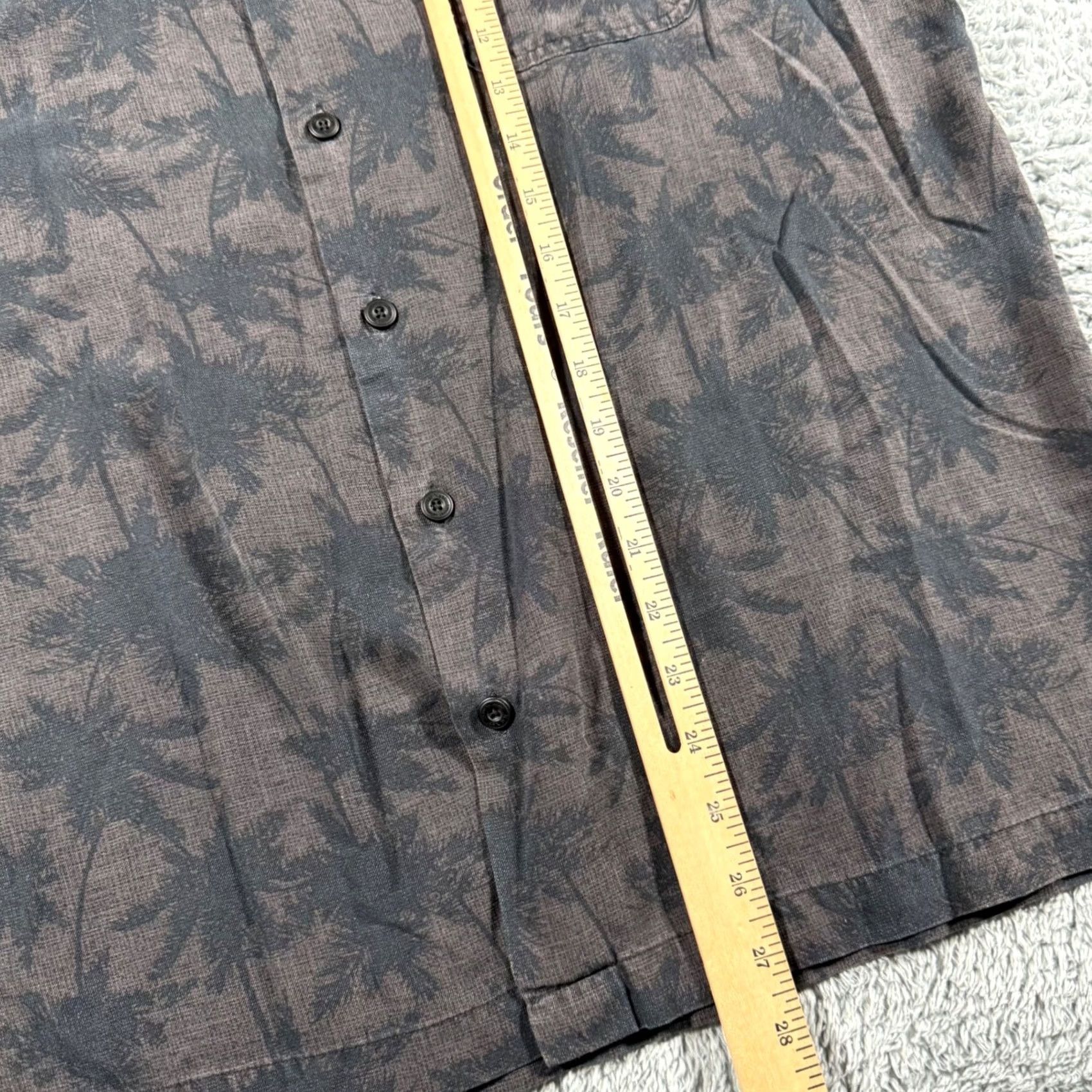 Nat Nast Nat Nast Button Up Shirt Mens Large Grey Silk Cotton Palm Tree Tropical S/S Size US L / EU 52-54 / 3 - 8 Thumbnail