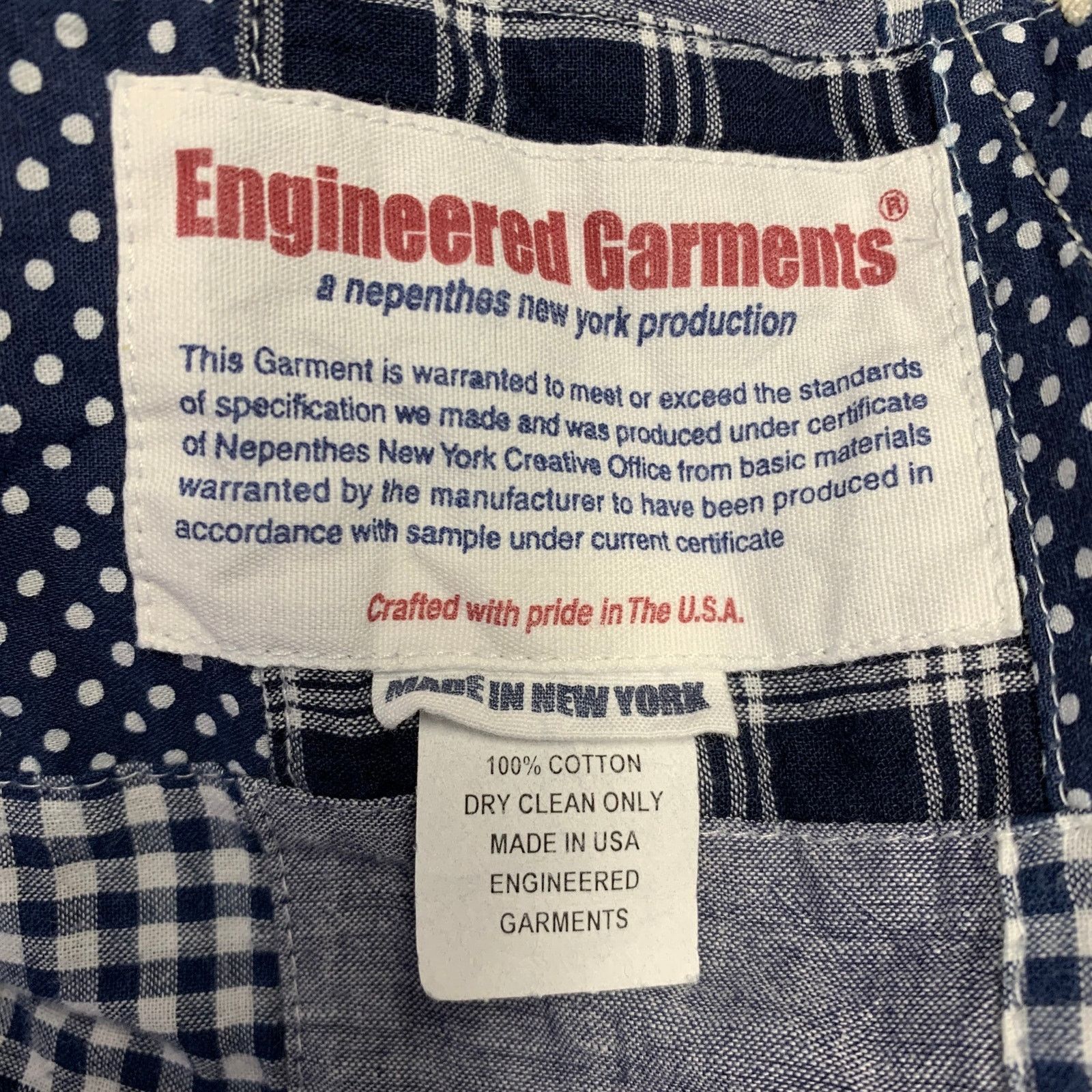 Engineered Garments Size XS Navy White Patchwork Cotton Sport Coat Size 34R - 6 Thumbnail