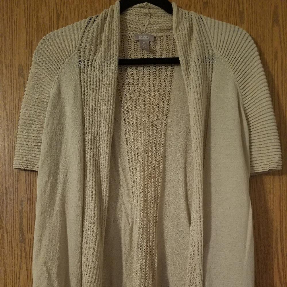 Chicos Chicos Tan Size 0 Small Open Front Knit Sweater Size S / US 4 / IT 40 - 1 Thumbnail