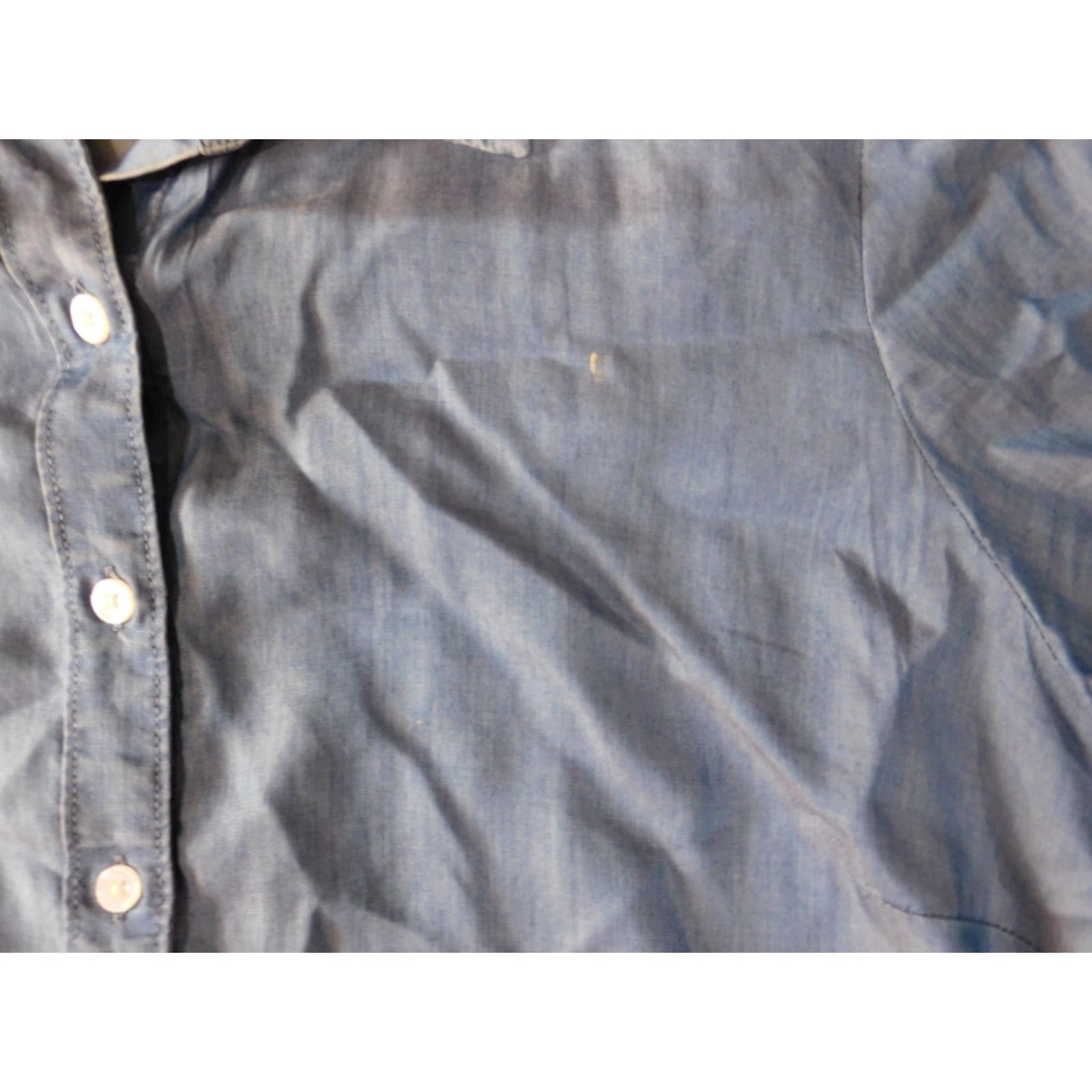 Vintage Crown & Ivy Womens Blouse XL Blue Denim Button-Up Crew Neck Long Sleeve Button-Front Casual Classic Floral Stretch Size XL / US 12-14 / IT 48-50 - 4 Thumbnail