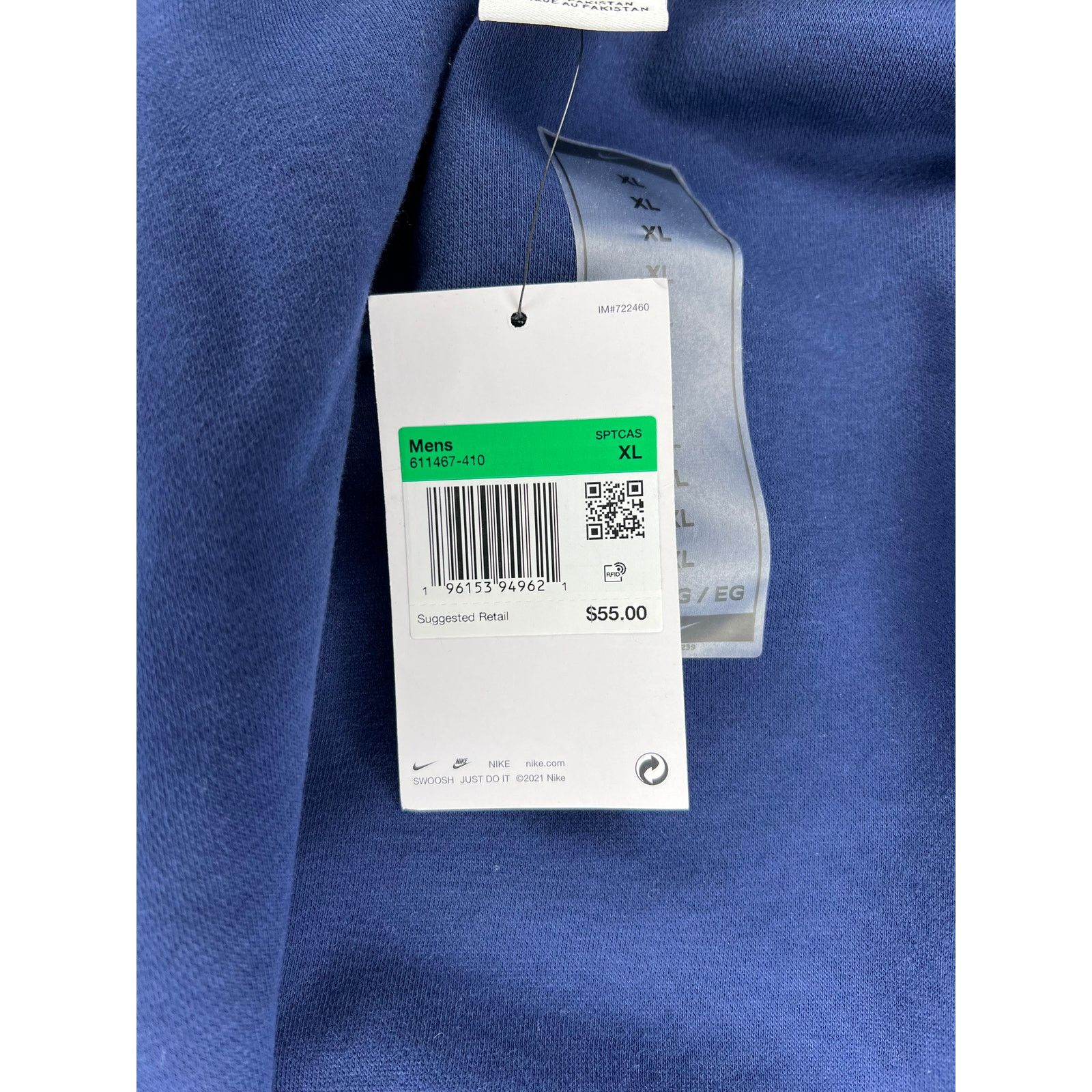 Nike Nike Solo Swoosh Sweatshirt Blue Brushed Fleece Crewneck Size US XL / EU 56 / 4 - 4 Thumbnail