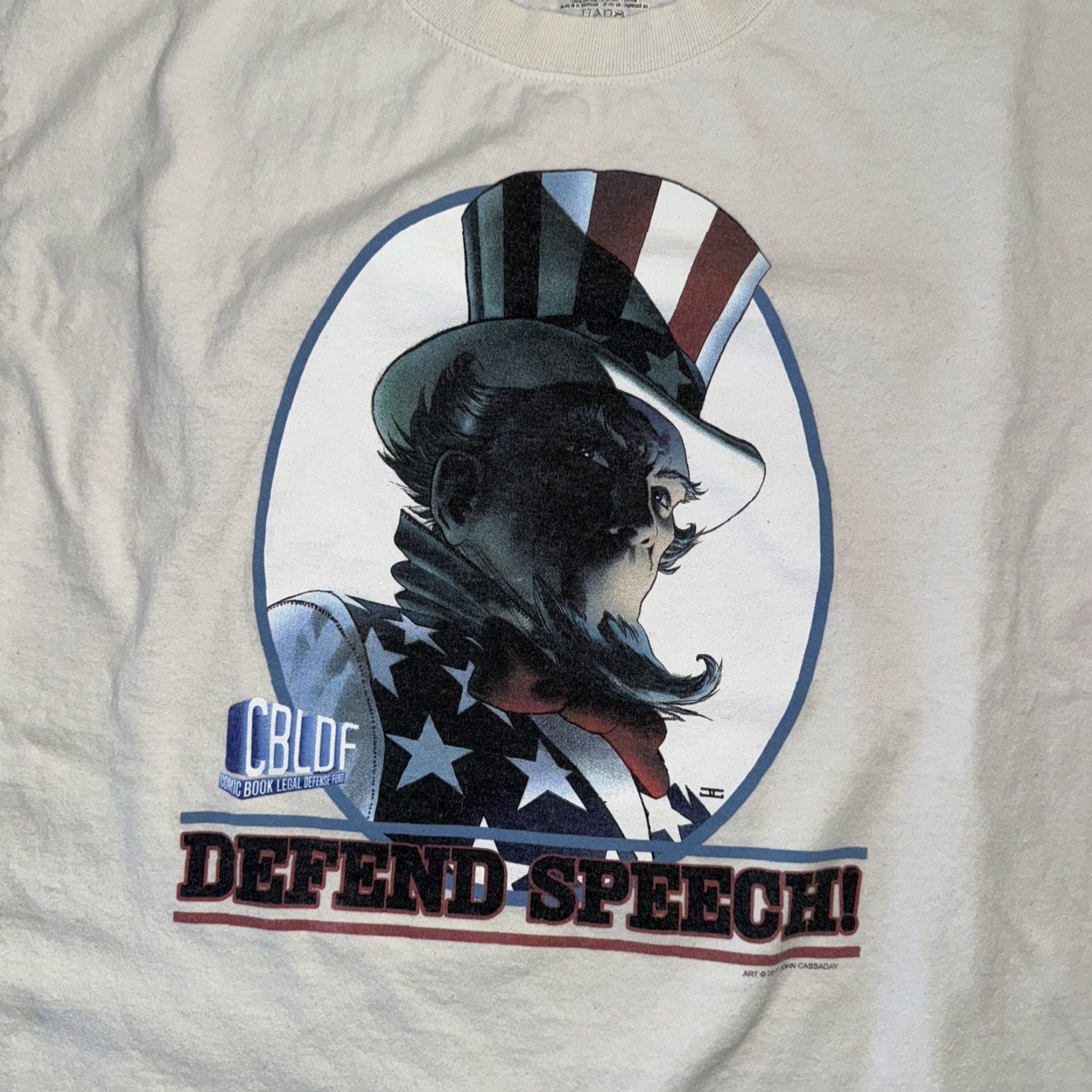 Vintage VINTAGE Graffiti Defend Speech T-Shirt Large Mens White 20x26 John Cassaday Size US L / EU 52-54 / 3 - 2 Thumbnail