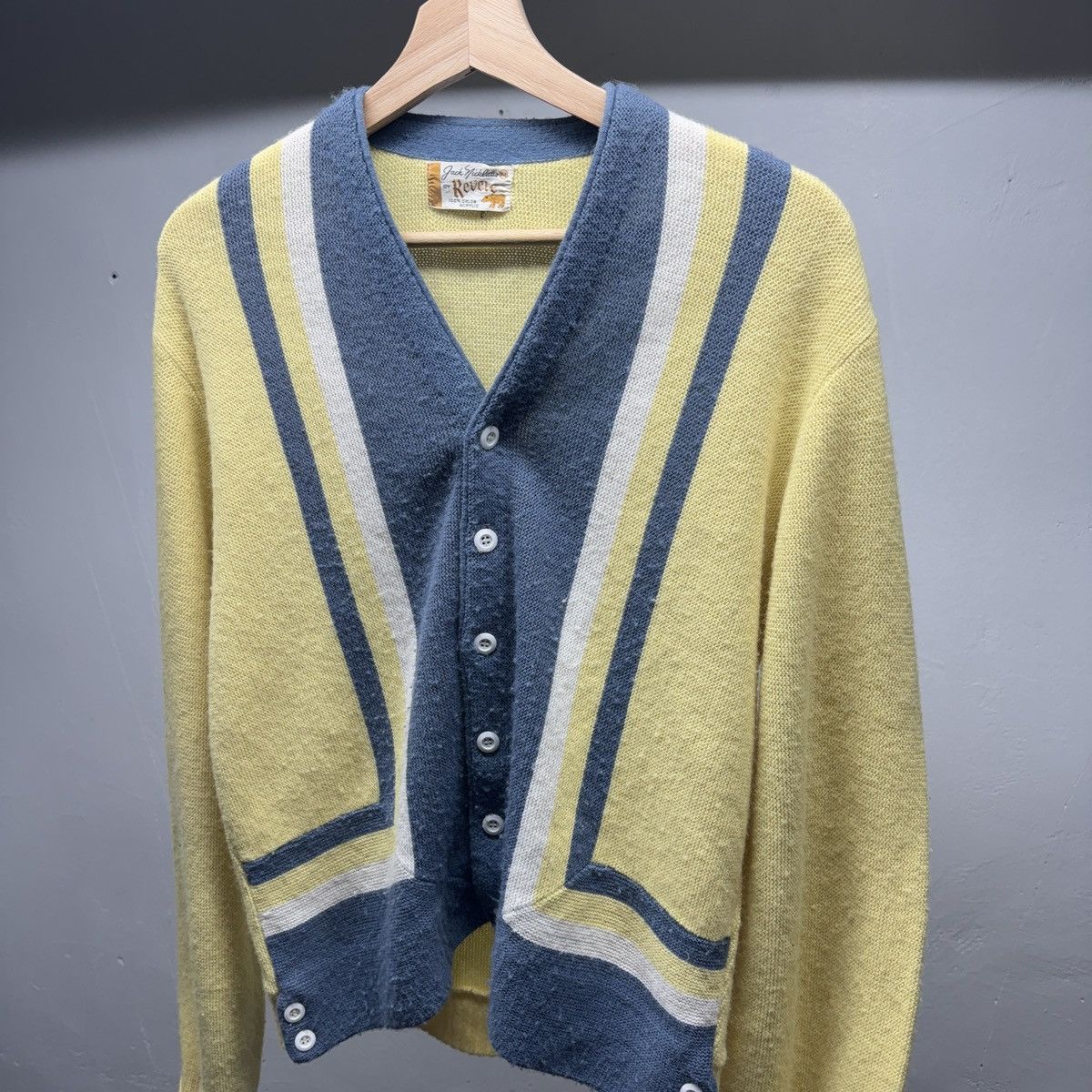 Vintage 70s Faded Vertical Striped Cardigan Sweater ERD Grunge Size US M / EU 48-50 / 2 - 4 Thumbnail