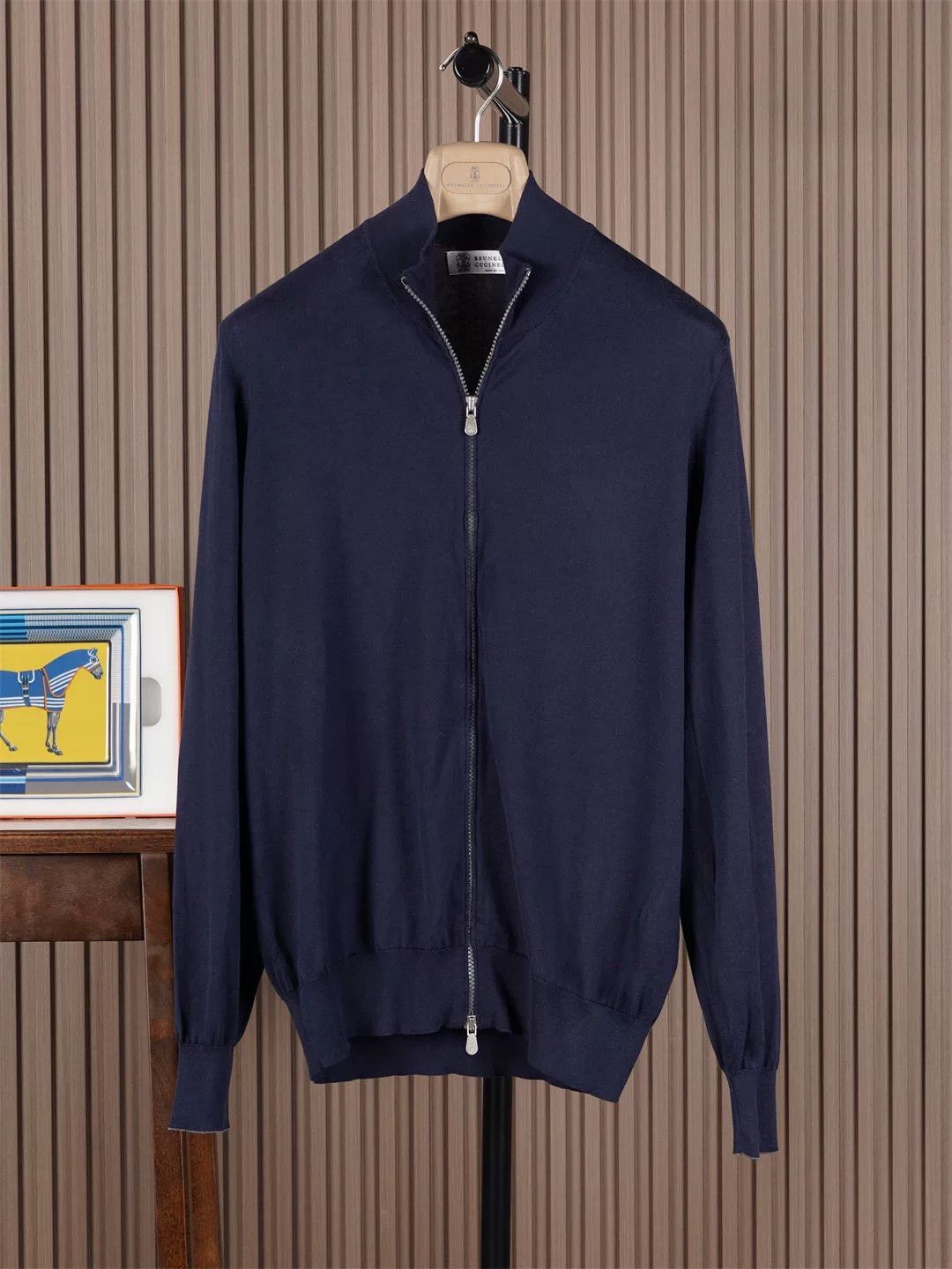 Brunello Cucinelli Navy Cotton Knit Cardigan Jacket Size US M / EU 48-50 / 2 - 1 Thumbnail