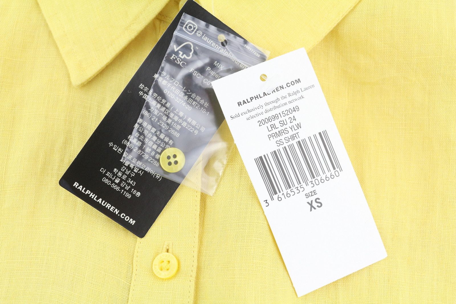 Lauren Ralph Lauren XS Yellow Linen Buttoned Spread Shirt 84692 Size XS / US 0-2 / IT 36-38 - 7 Thumbnail