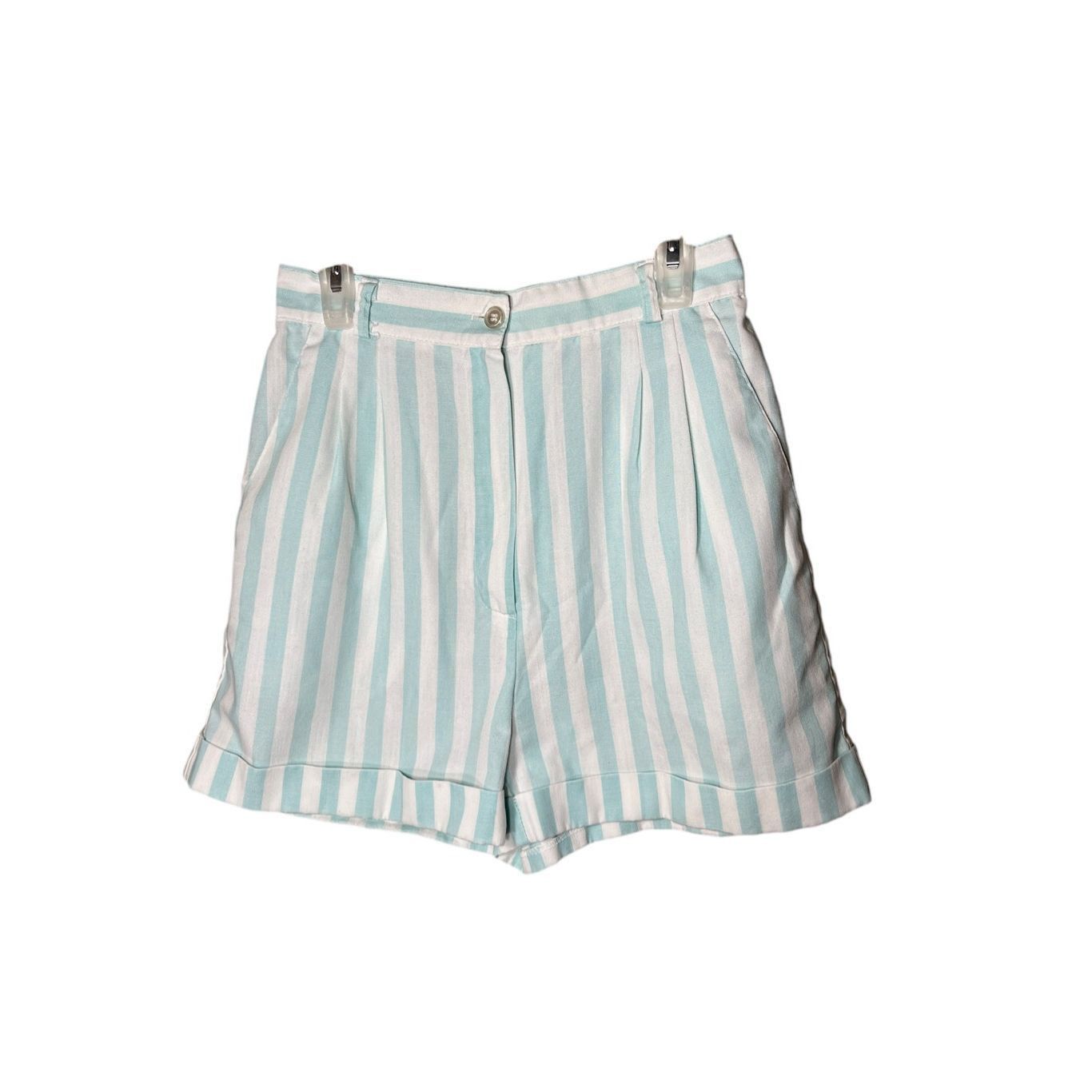 Other Vintage Blue and White Striped High Waisted Shorts 25 inch W Size 25" / US 0 / IT 36 - 1 Thumbnail
