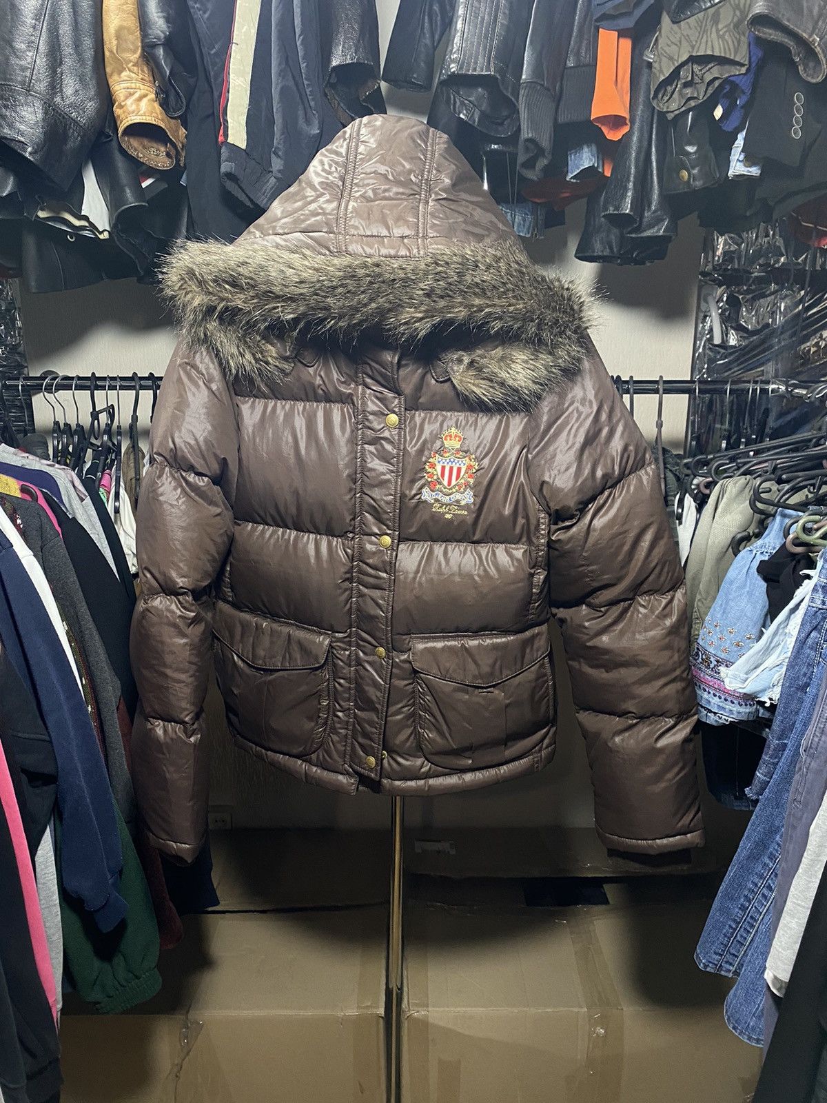 image of Polo Ralph Laurent Down Jacket Jackson 750 Fill NWT in Brown, Men's (Size Small)