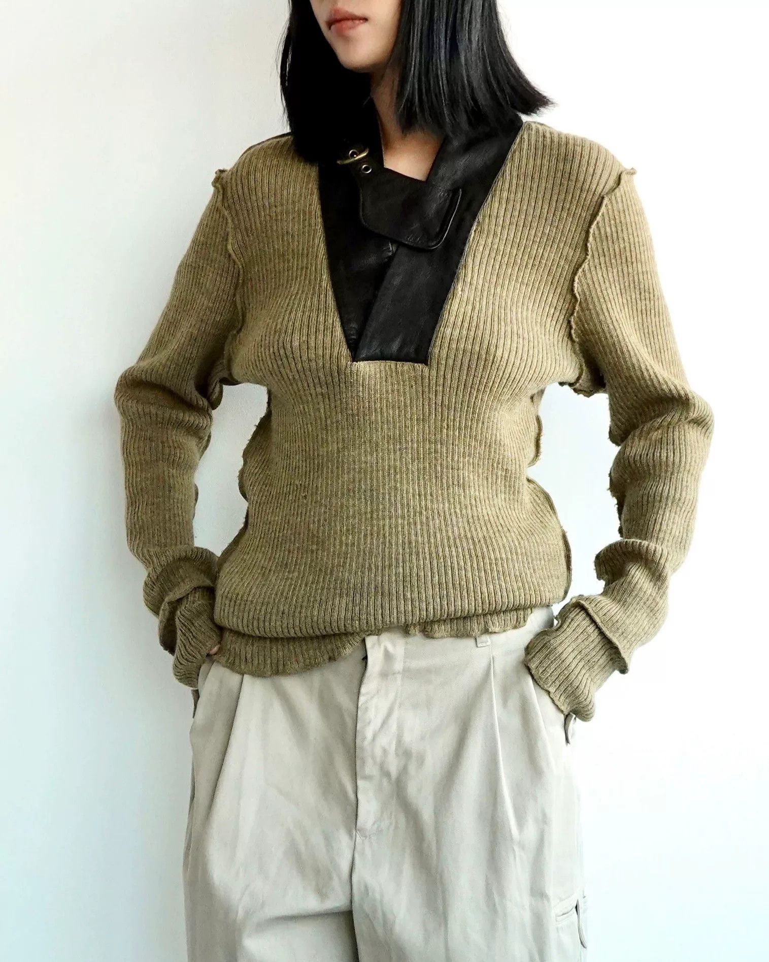 Share Spirit Homme Vintage Style Military Knit Sweater Size M / US 6-8 / IT 42-44 - 1 Thumbnail