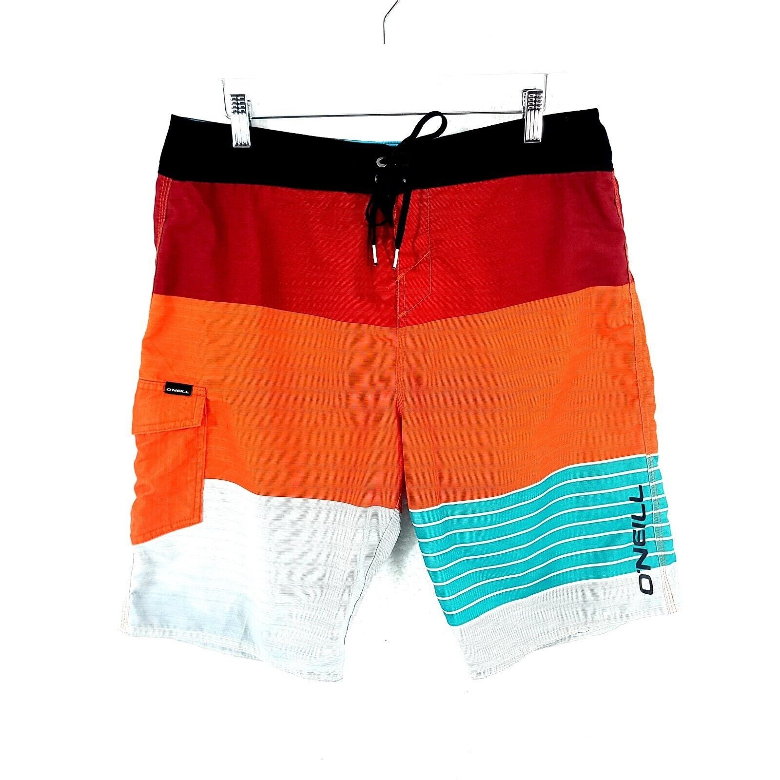 O'Neill O'Neill Red Orange Blue Patchwork Board Shorts Cargo Pocket Size US 34 / EU 50 - 1 Thumbnail