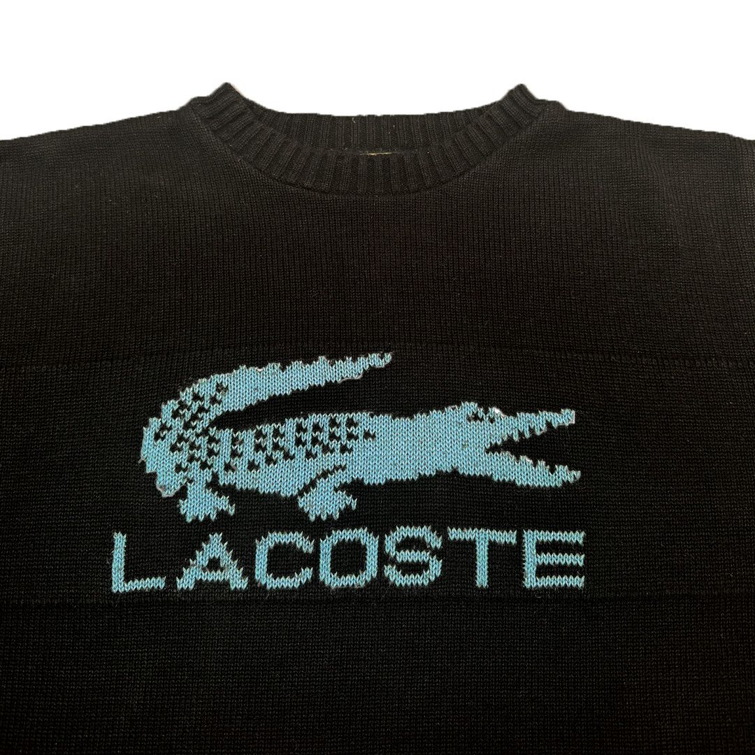Lacoste Lacoste - Vintage Logo Spellout Knit Sweatshirt - Black - L Size US L / EU 52-54 / 3 - 2 Thumbnail