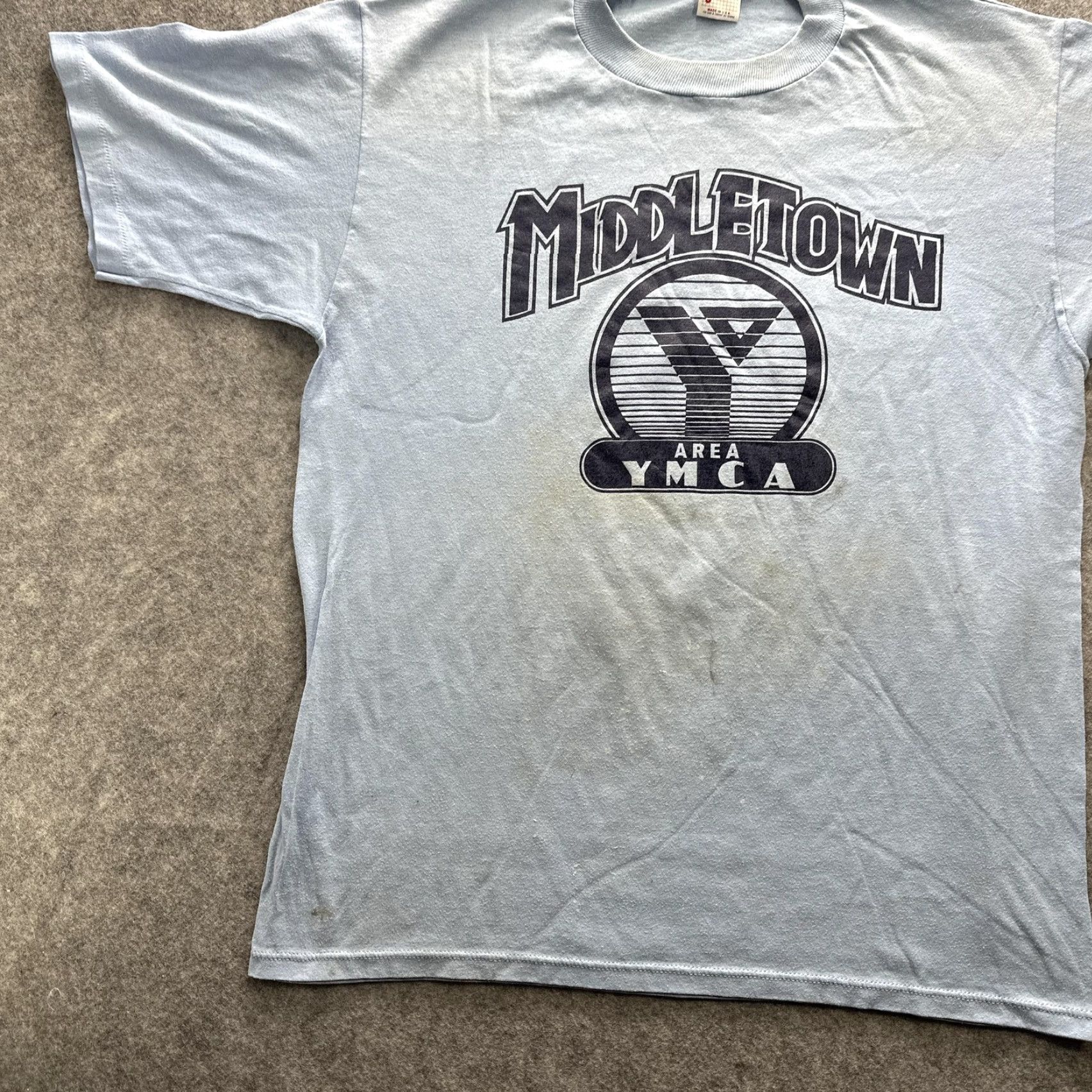 Jerzees VINTAGE YMCA Shirt Mens XL Blue Middletown Graphic 80s Made USA Single Stitch Size US XL / EU 56 / 4 - 3 Thumbnail