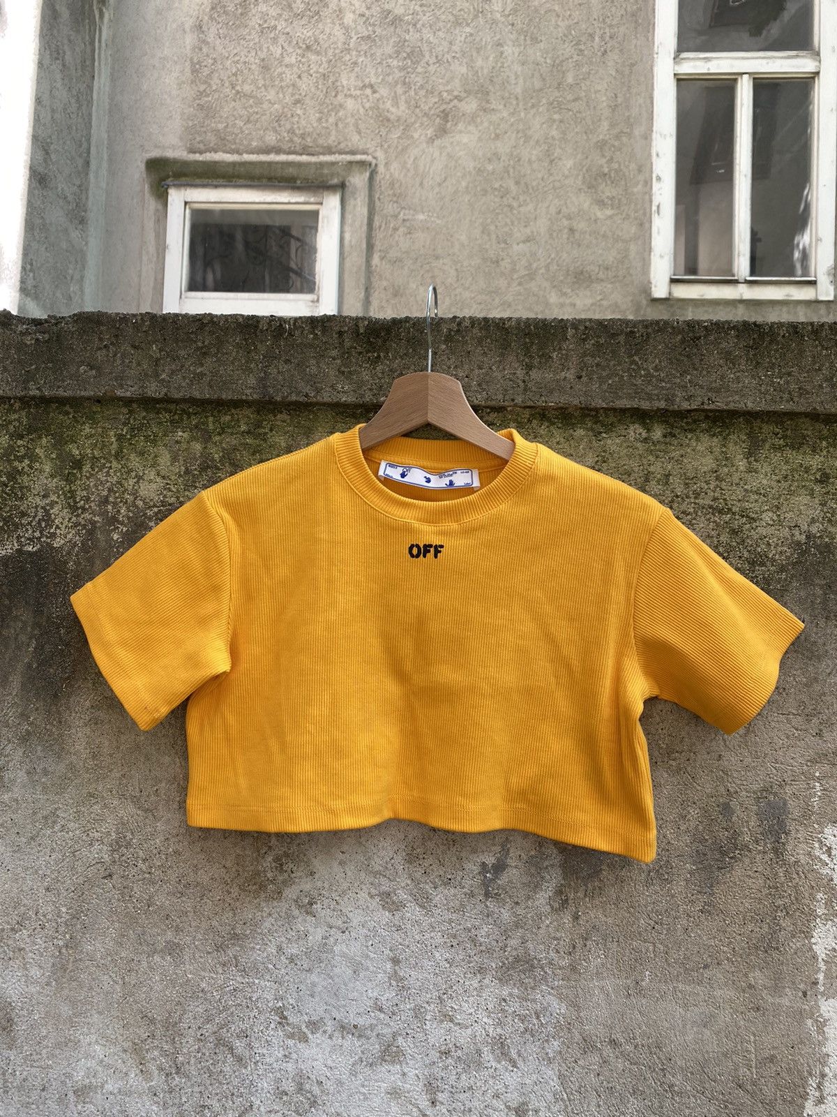 image of Off White Off-White Crop Top in Yellow, Women's (Size 2XS)