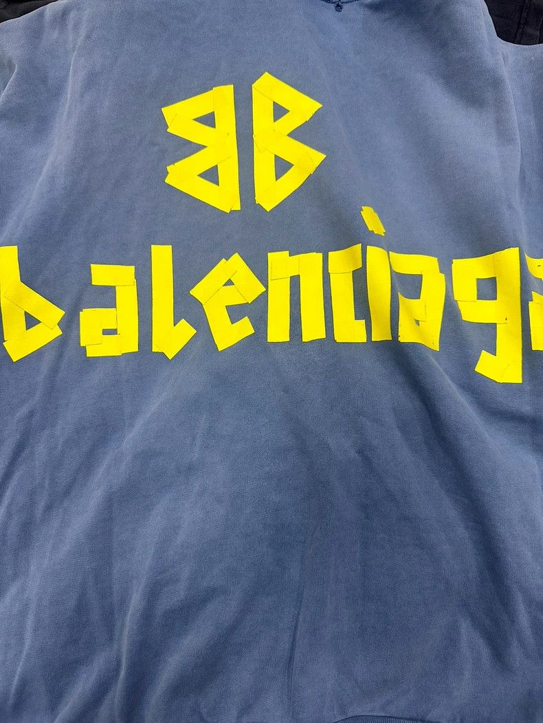 Balenciaga Balenciaga 23SS Smog Blue Tape TAPE Masking Paper Hoodie 25 Size US XL / EU 56 / 4 - 4 Thumbnail