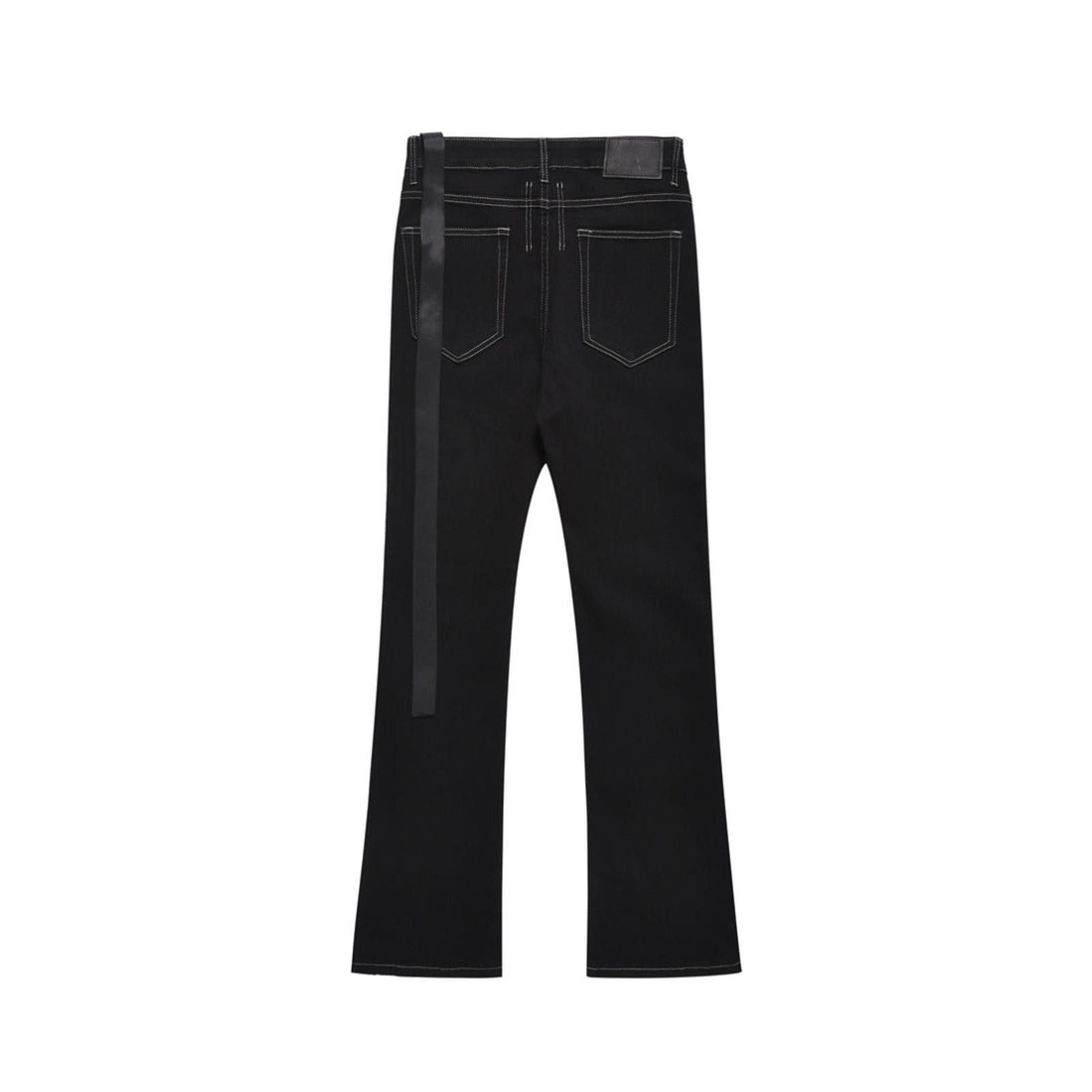 Japanese Brand Skinny Stacked Flare Black Jeans with White Stitching Size US 32 / EU 48 - 7 Thumbnail