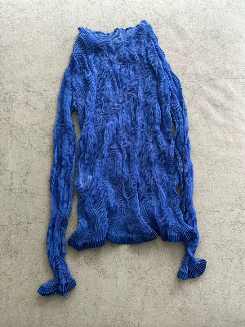 Issey Miyake Issey Miyake Blue wicker pleated top Size L / US 10 / IT 46 - 4 Thumbnail