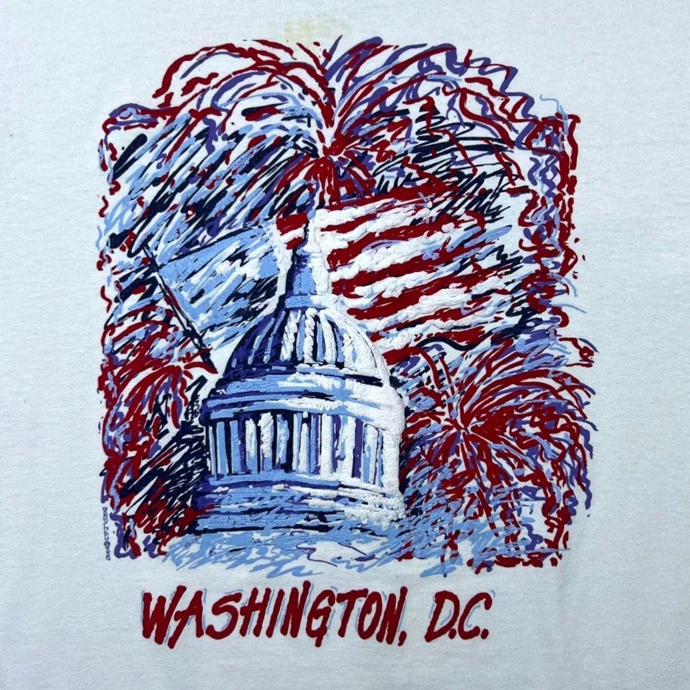 Fruit Of The Loom VINTAGE Fruit of the Loom T-Shirt Washington D.C. Graphic Print White 1990s Mens M Short Sleeve Crew Neck Size US M / EU 48-50 / 2 - 4 Thumbnail