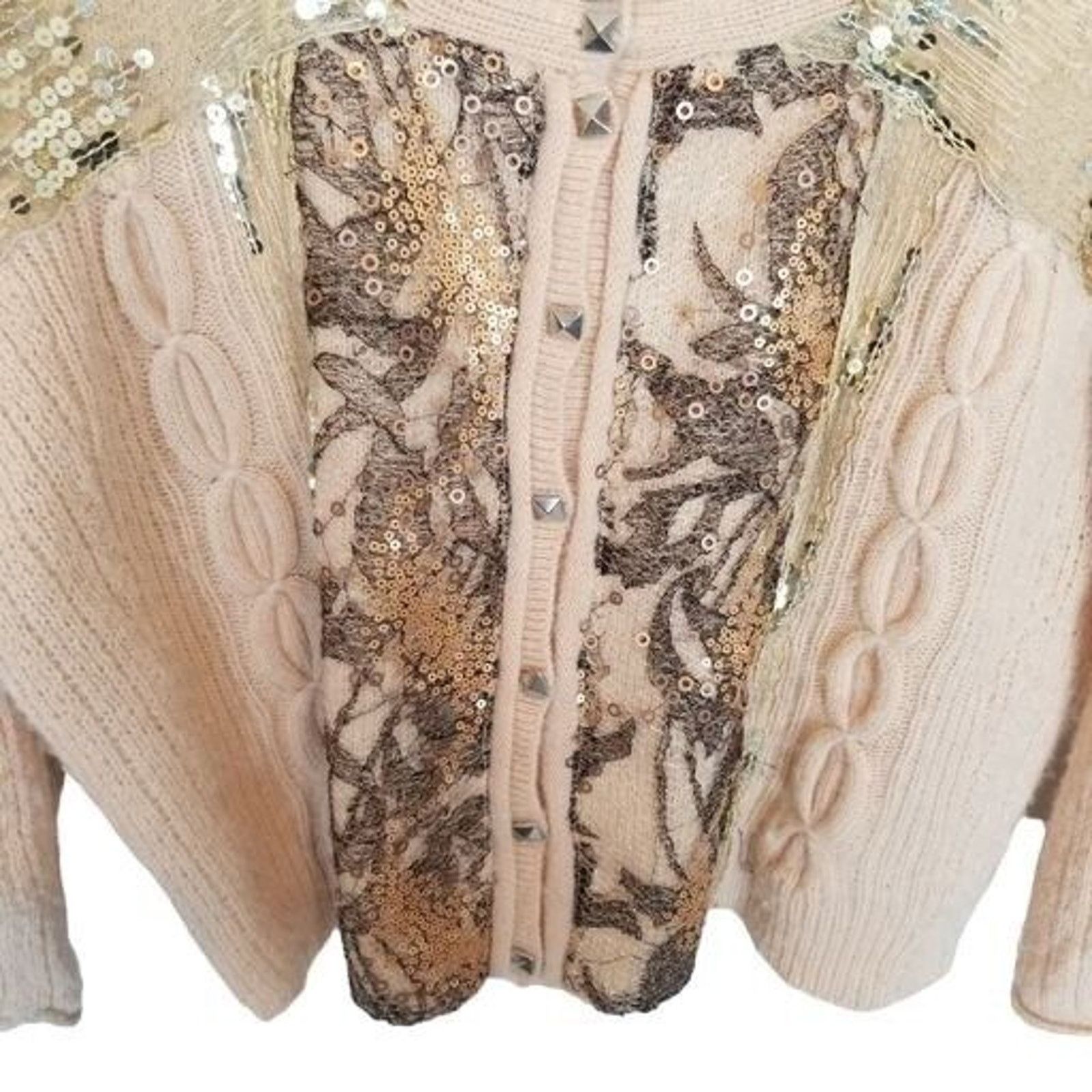 Free People Free People Crop Sweater Cardigan Fairycore Wool Sequin Size S / US 4 / IT 40 - 3 Thumbnail