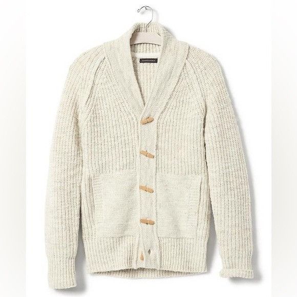 Banana Republic Banana Republic Heritage Men's Cream Shawl Collar Toggle Woo Size US S / EU 44-46 / 1 - 1 Thumbnail