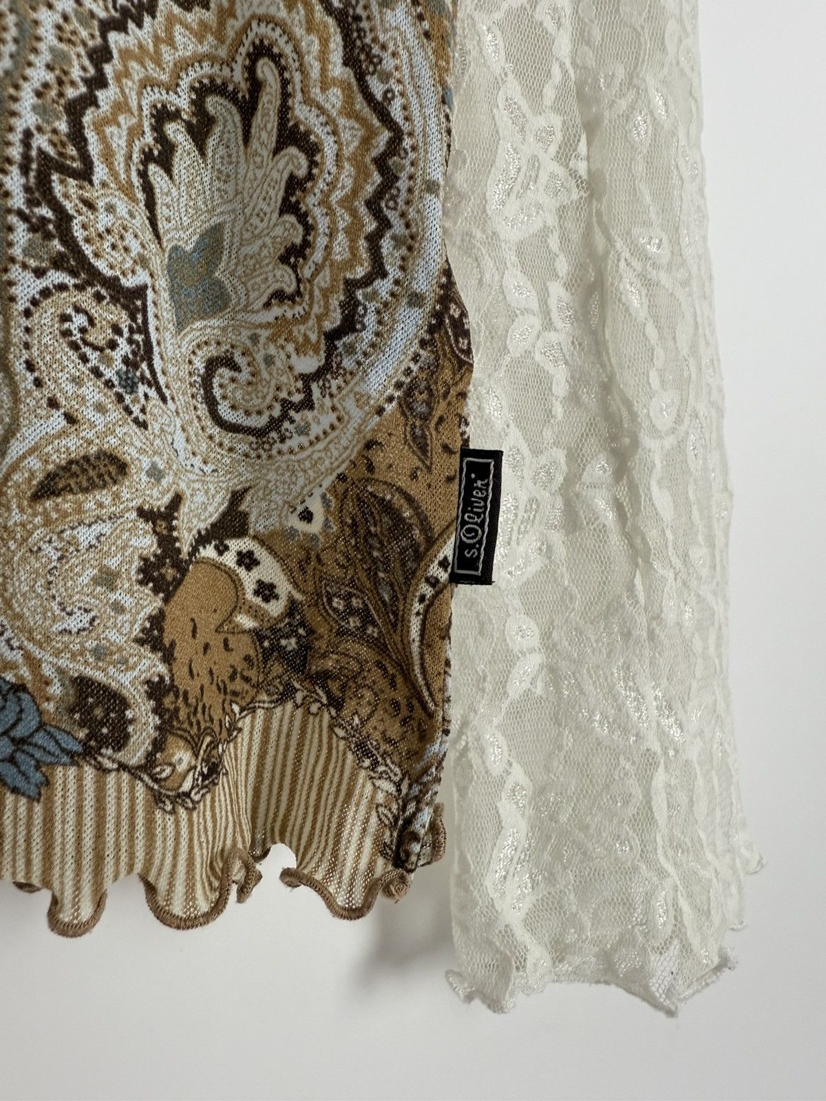 Vintage Y2K Vintage sOliver Boho Printed Mesh Crochet Sleeves Shirt Size M / US 6-8 / IT 42-44 - 4 Thumbnail