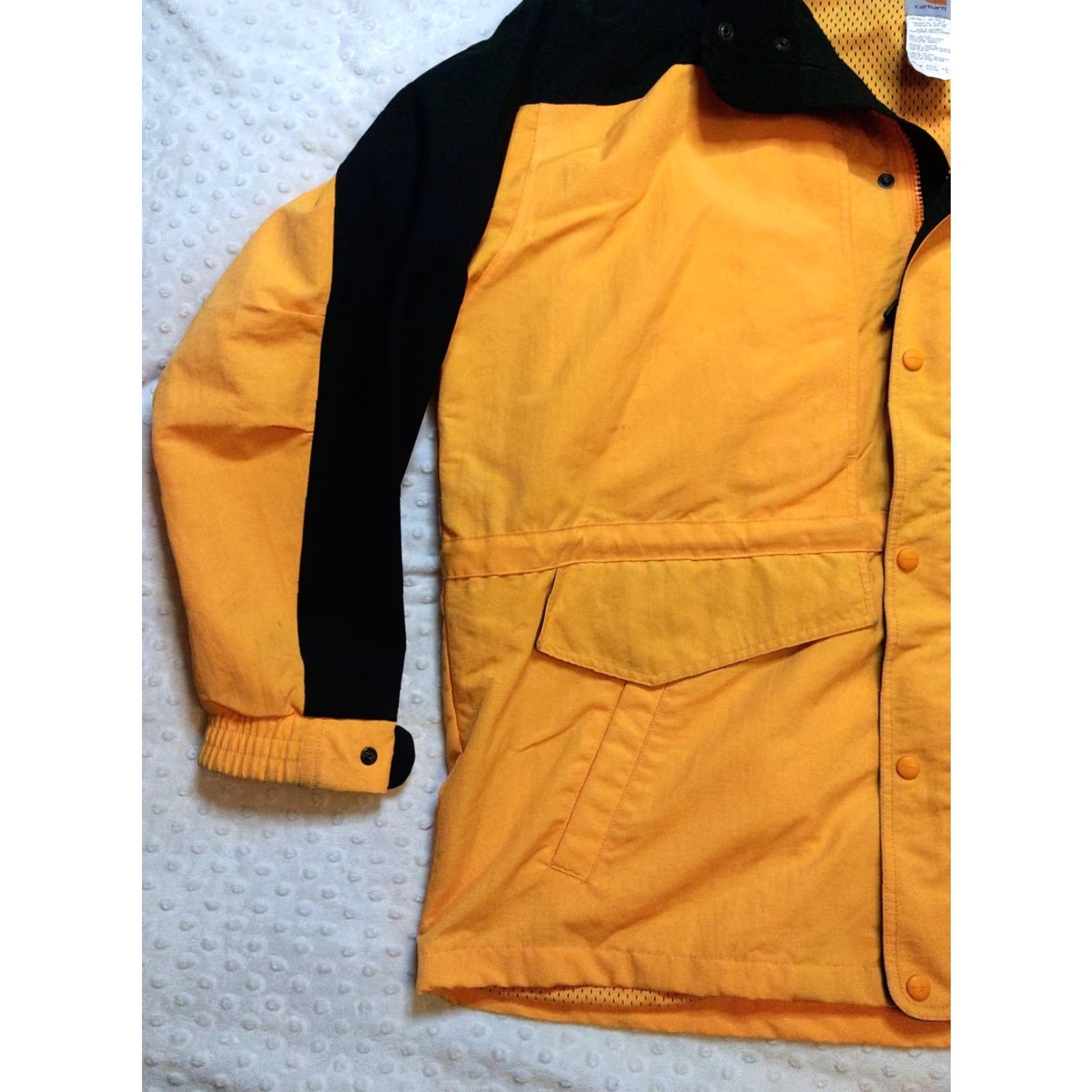 Carhartt VINTAGE Carhartt Jacket C48 90s Yellow & Black Hooded Nylon Windbreaker XL Men’s || Hoodie || Adult XL || Yellow || 90s, Fishing, Hunting || Mens Size US XL / EU 56 / 4 - 3 Thumbnail