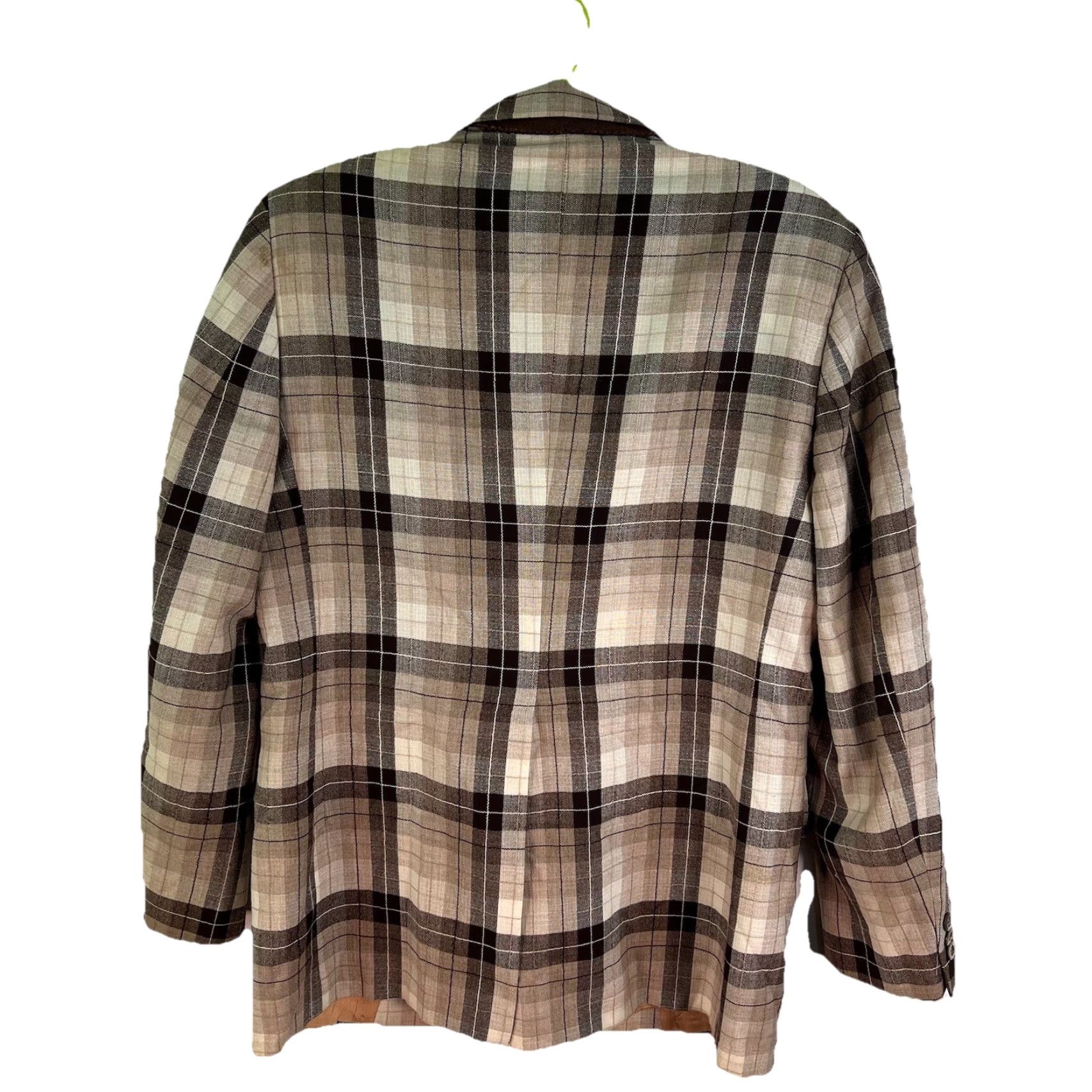 Vintage VINTAGE Philadelphia Plaid Sport Jacket Notch Lapel 2-Button Single-Breasted 42R Brown Mens Jacket Size US XS / EU 42 / 0 - 7 Thumbnail