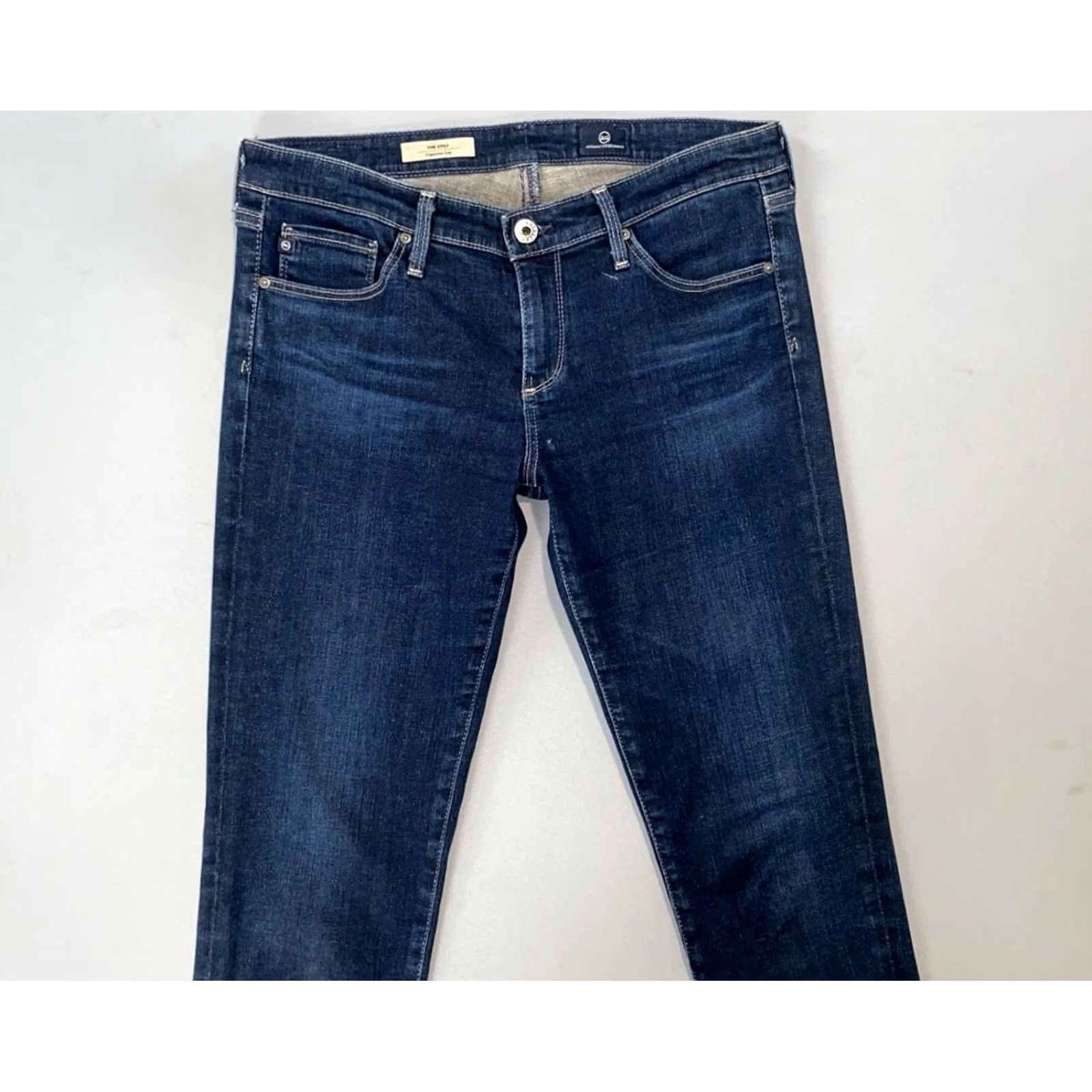 AG The Stilt Cigarette Leg Lightweight Stretch Denim Jeans Women 28R Blue Medium 5-Pocket AG Adriano Goldschmied Jeans