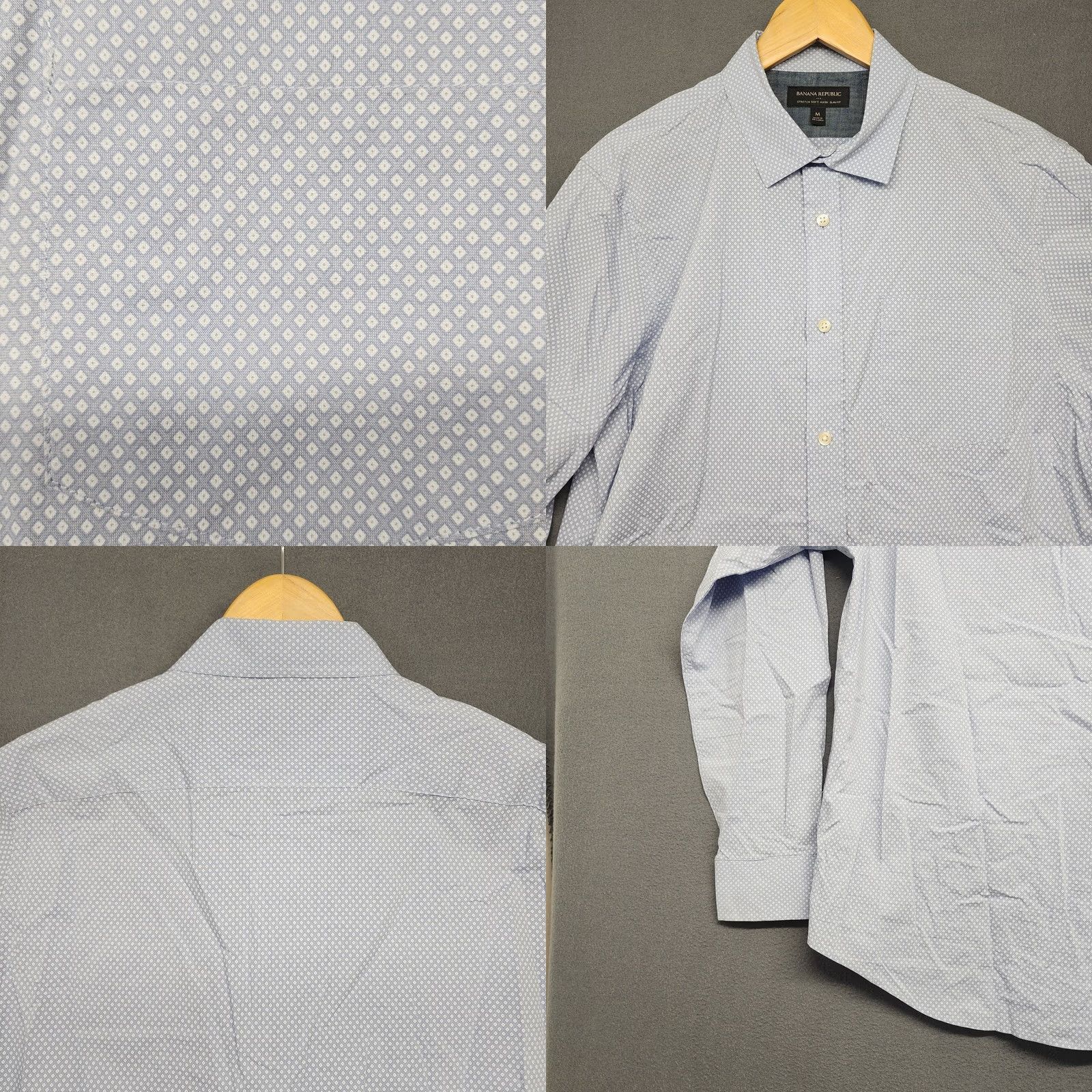 Banana Republic Banana Republic Shirt Mens Medium Slim Fit Blue Geometric Soft Wash Stretch Size US M / EU 48-50 / 2 - 8 Thumbnail