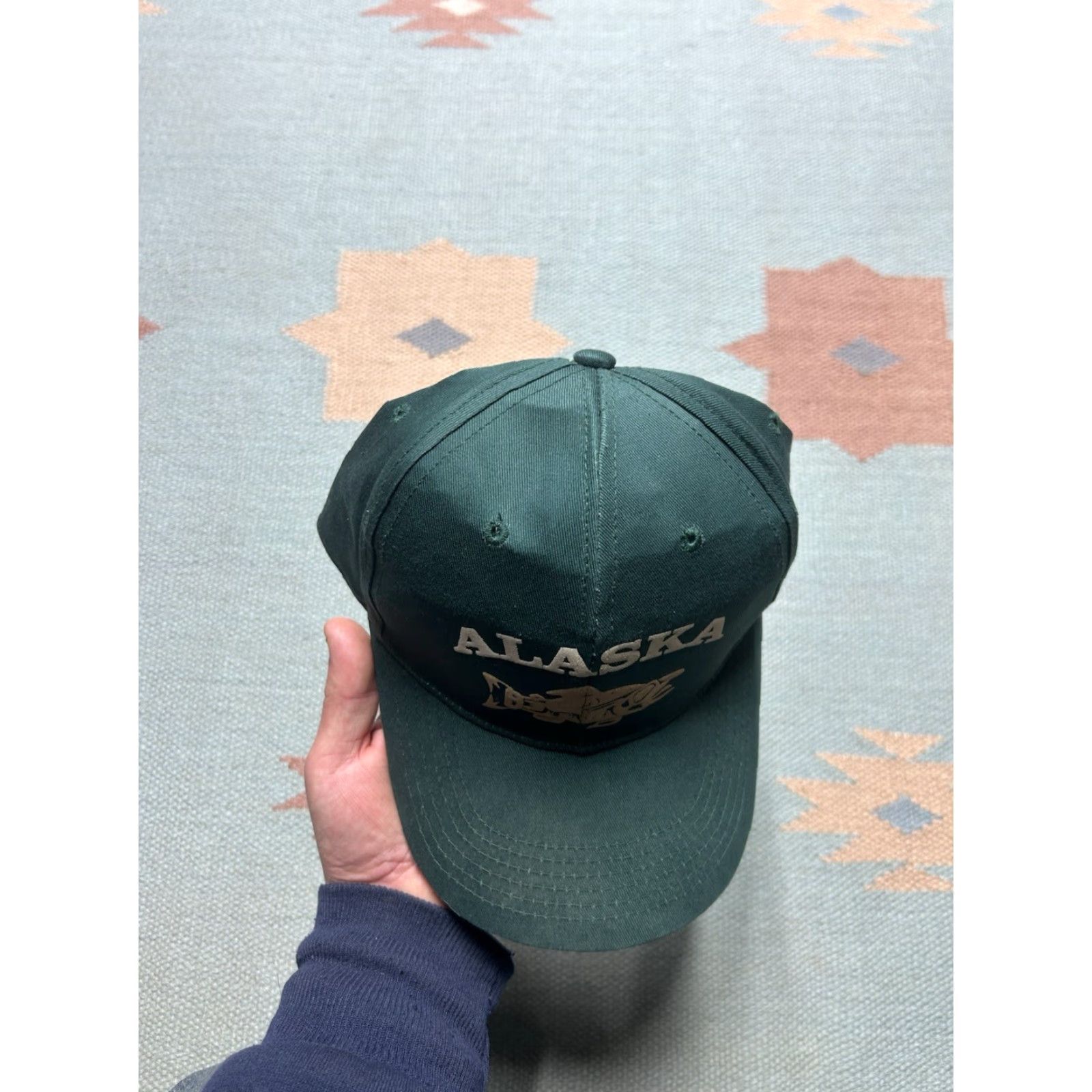 Native VINTAGE strapback hat cap Alaska fish native graphic forest green adjustable Men Adjustable Green Fish Logos strapback Men Size ONE SIZE - 3 Thumbnail