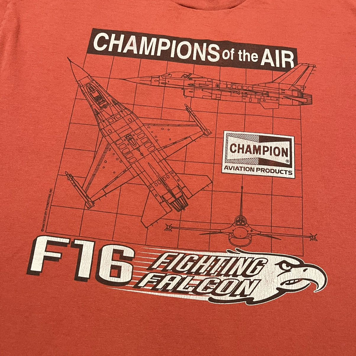 Vintage Vintage 90s Champions of the Air F16 Fighting Falcon T Shirt Size US L / EU 52-54 / 3 - 3 Thumbnail